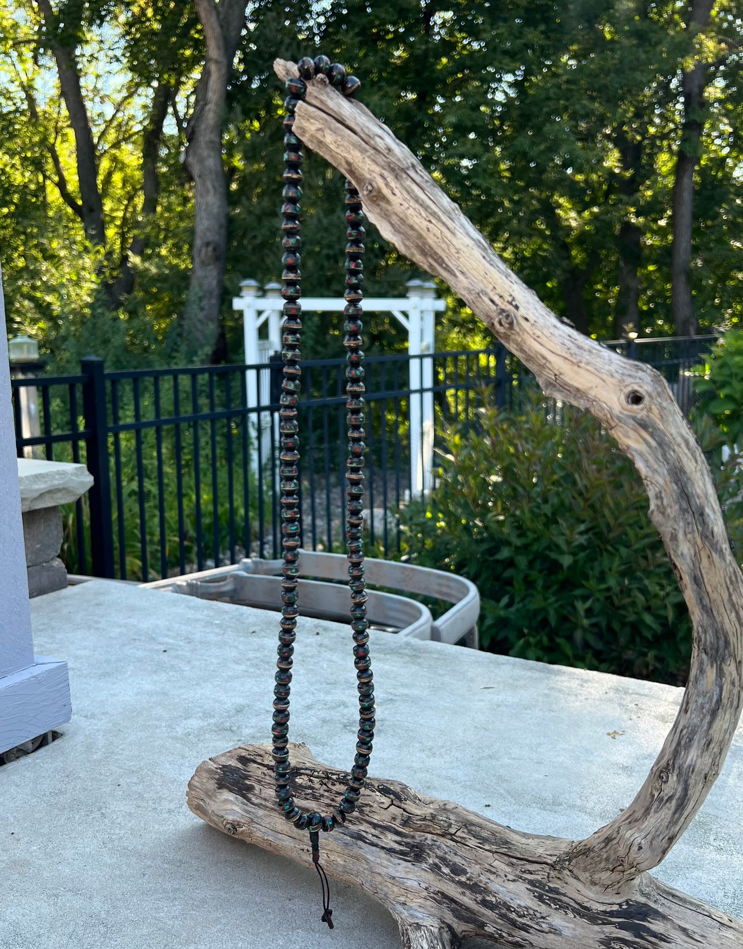 Natural Yak Bone With Coral Inlay 108 Beads Prayer Mala