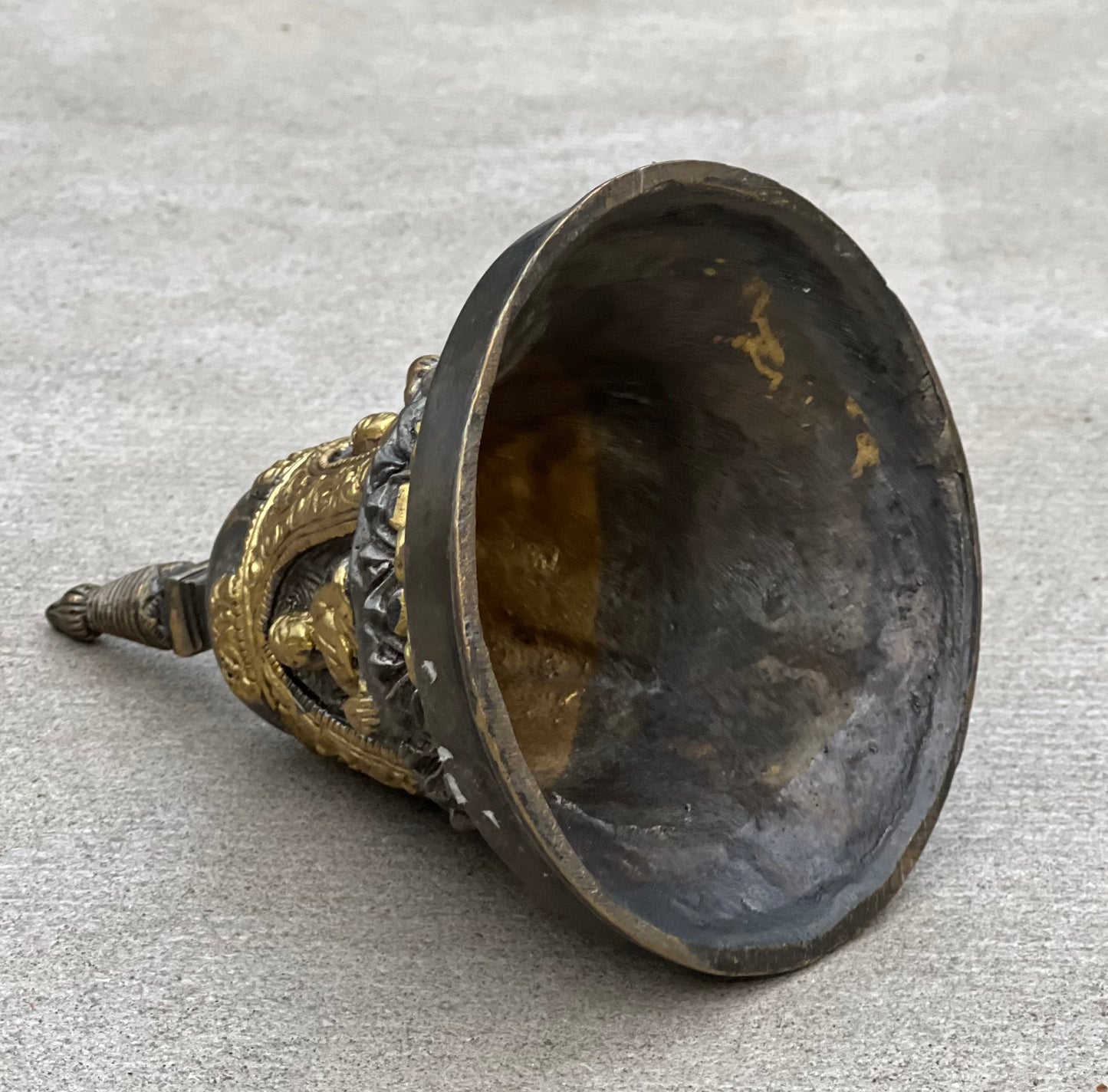 Tibetan Buddhist Old Brass Buddha Stupa Pagoda 6.5 Inches Tall