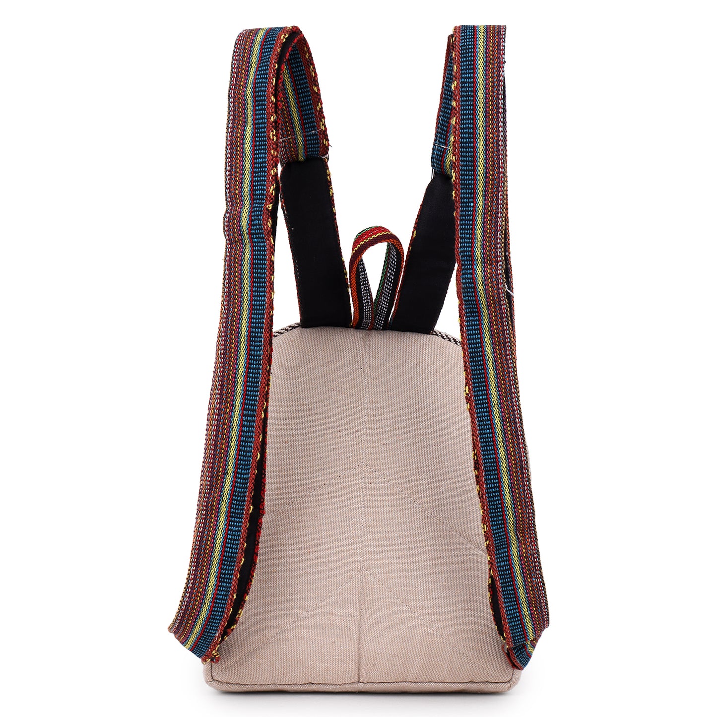 KayJayStyles Small Lightweight Minipack Daypack Handmade Himalayan Hemp Travel, Hiking, Purse for Men, Women (Green Patch)