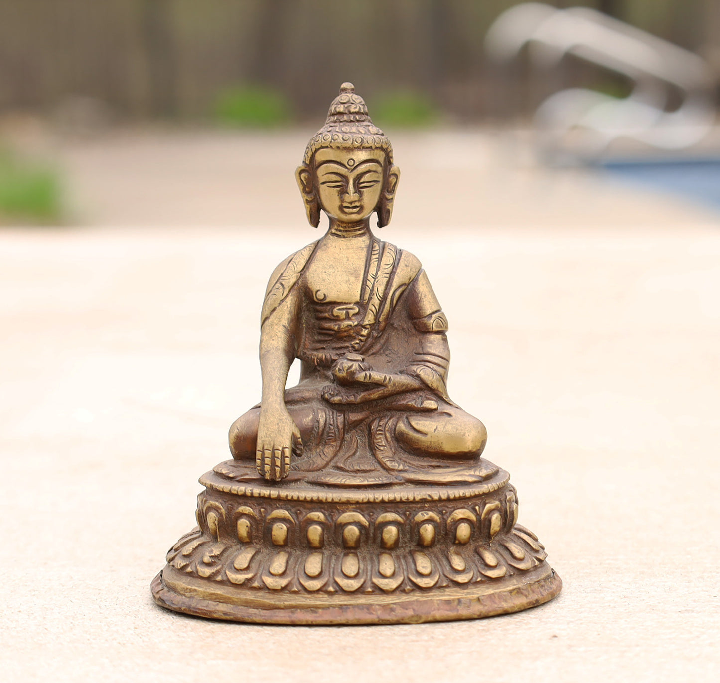 Dhyana Buddha Statue Solid Brass for Home Altar Shrine Meditation Room 4 Inches Tall