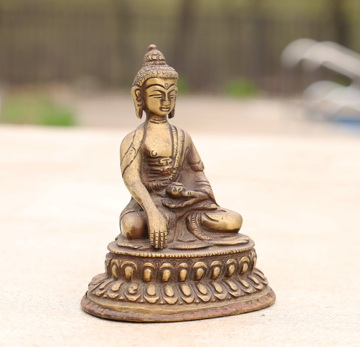 Dhyana Buddha Statue Solid Brass for Home Altar Shrine Meditation Room 4 Inches Tall