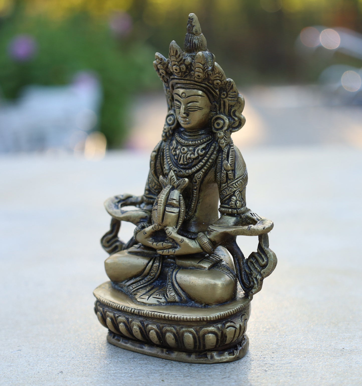 Amitayus Long life Buddha Statue Solid Brass for Home Altar Shrine Meditation Room 5 Inches Tall