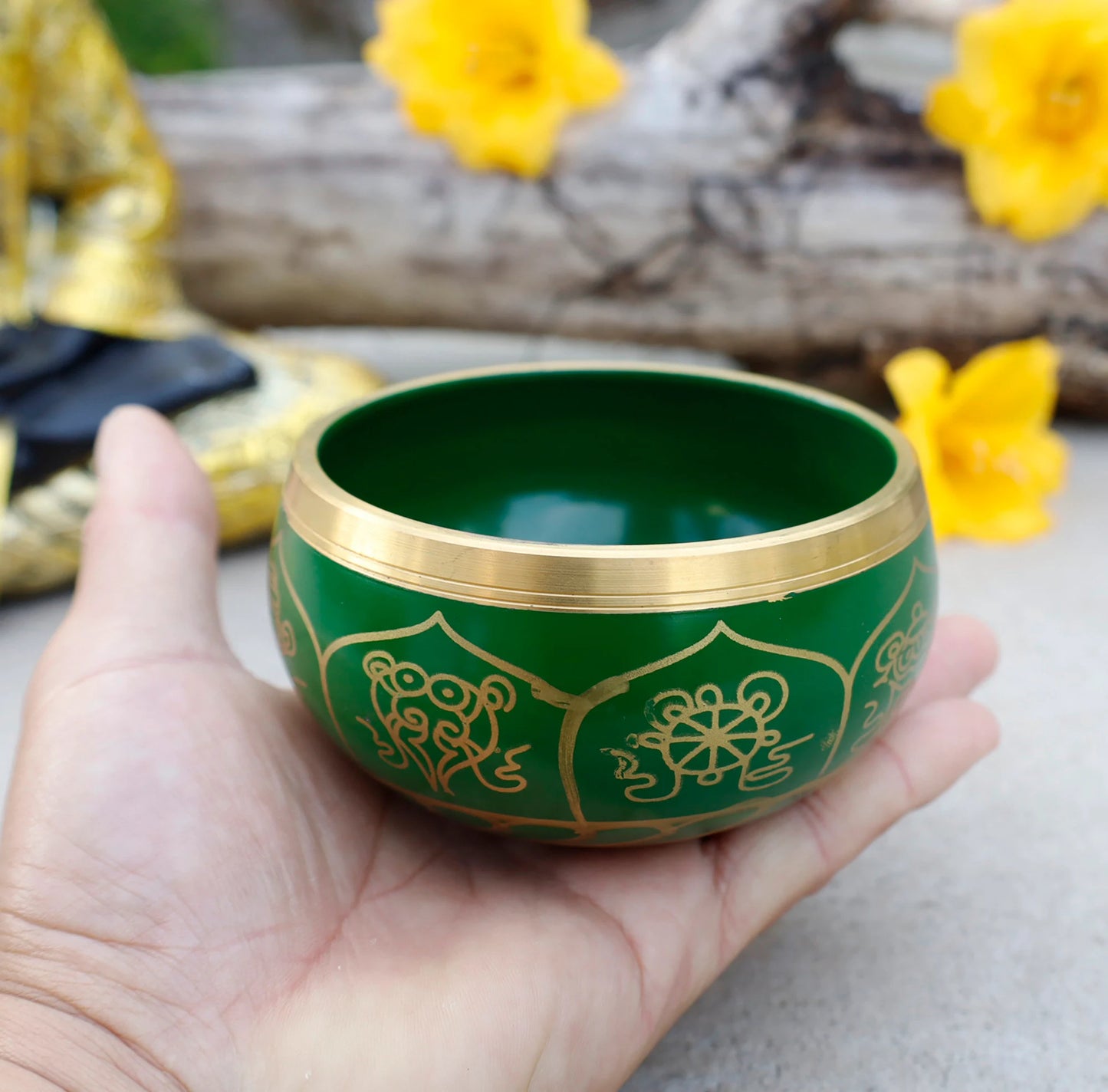 Tibetan Singing Bowl Complete Set ~ 8 Lucky Symbols ~ For Meditation, Chakra Healing, Prayer, Yoga