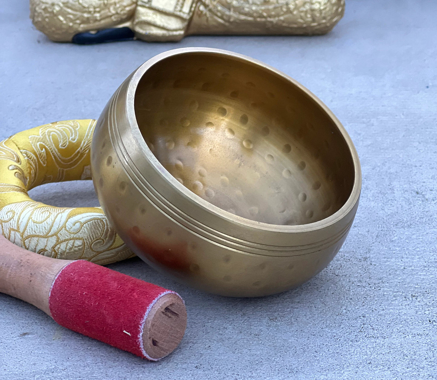 Tibetan Ring Gong Hammer Mark Singing Bowl Complete Meditation ~ Yoga, Mindfulness, Spiritual & Chakra Healing