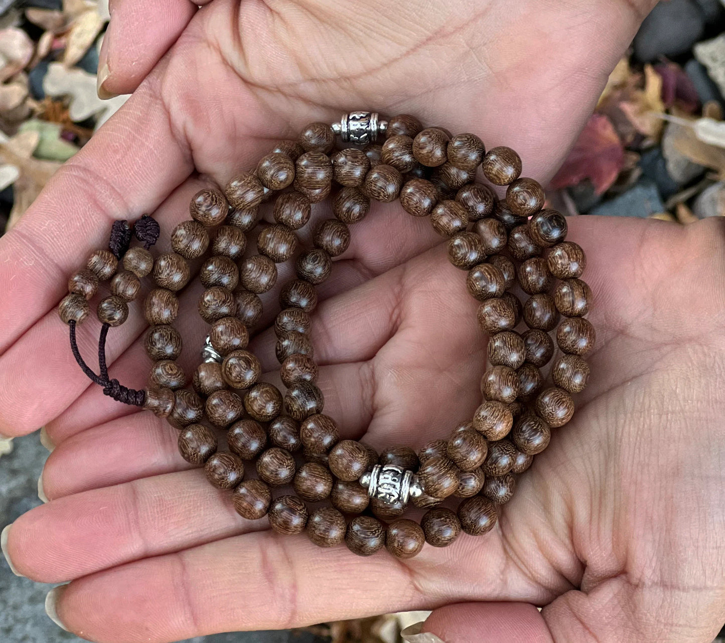 Tibetan Meditation Nyatoh Wood 108 Beads Mala, Prayer Beads, Buddhist Prayer Beads, Wood Mala Yoga Necklace, Hindu Prayer Beads