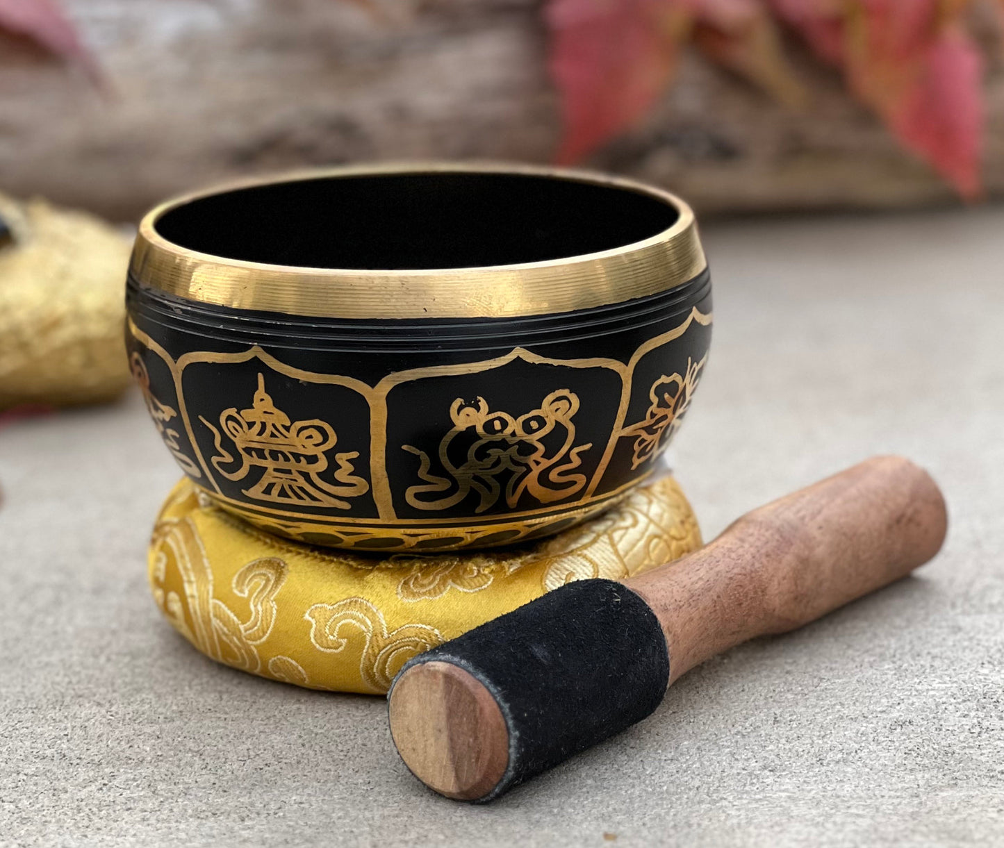 Singing Bowl Complete Set ~ 8 Lucky Symbols ~ For Meditation, Yoga, Spiritual Healing and Mindfulness ~ Medium