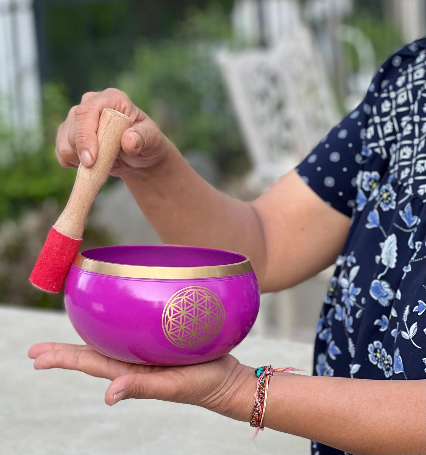 Tibetan Flower Of Life Singing Bowl Complete Set ~ Meditation , Yoga, Mindfulness, Spiritual & Chakra Healing ~ Extra Large