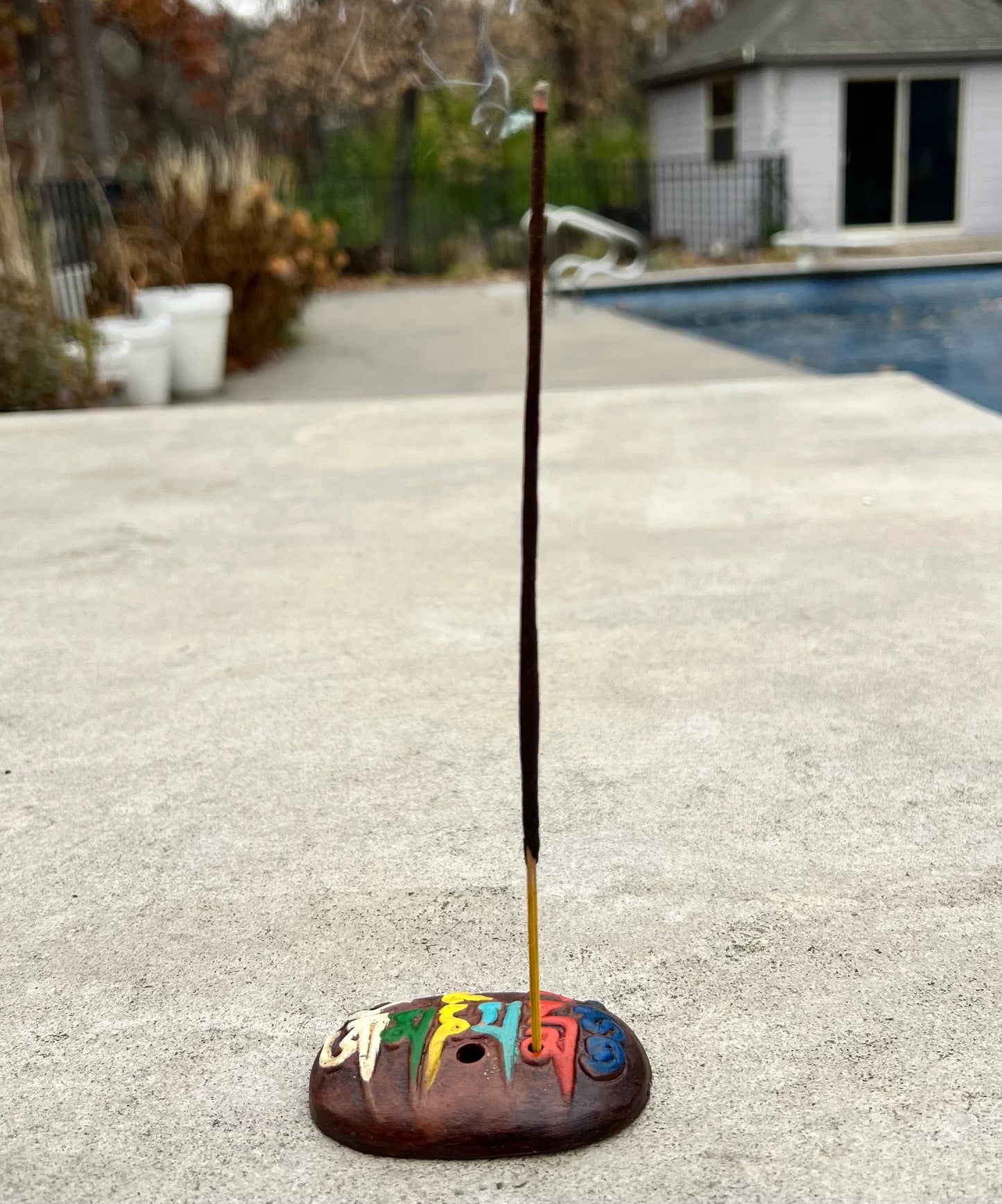 Hand Crafted Clay 2 In 1 Om Mani Incense Burner Nepal