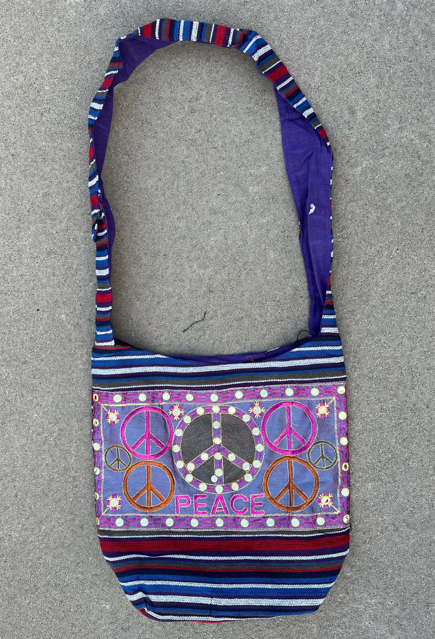 Peace Signs Hippie Hobo Bohemian Crossbody Bag Purse