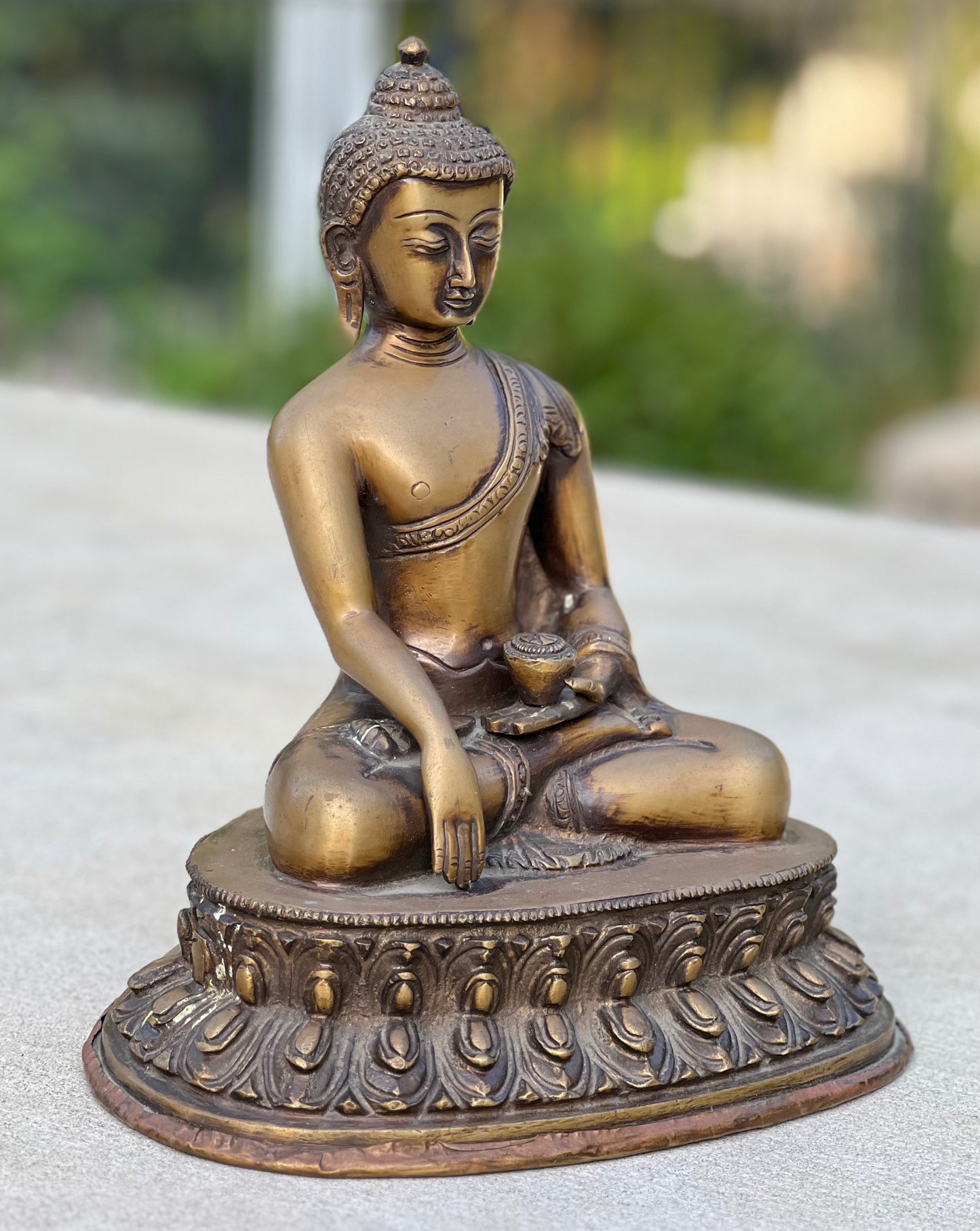 Meditation Buddha Statue Solid Antique Brass for Home Altar Shrine Meditation Room 10 Inches Tall