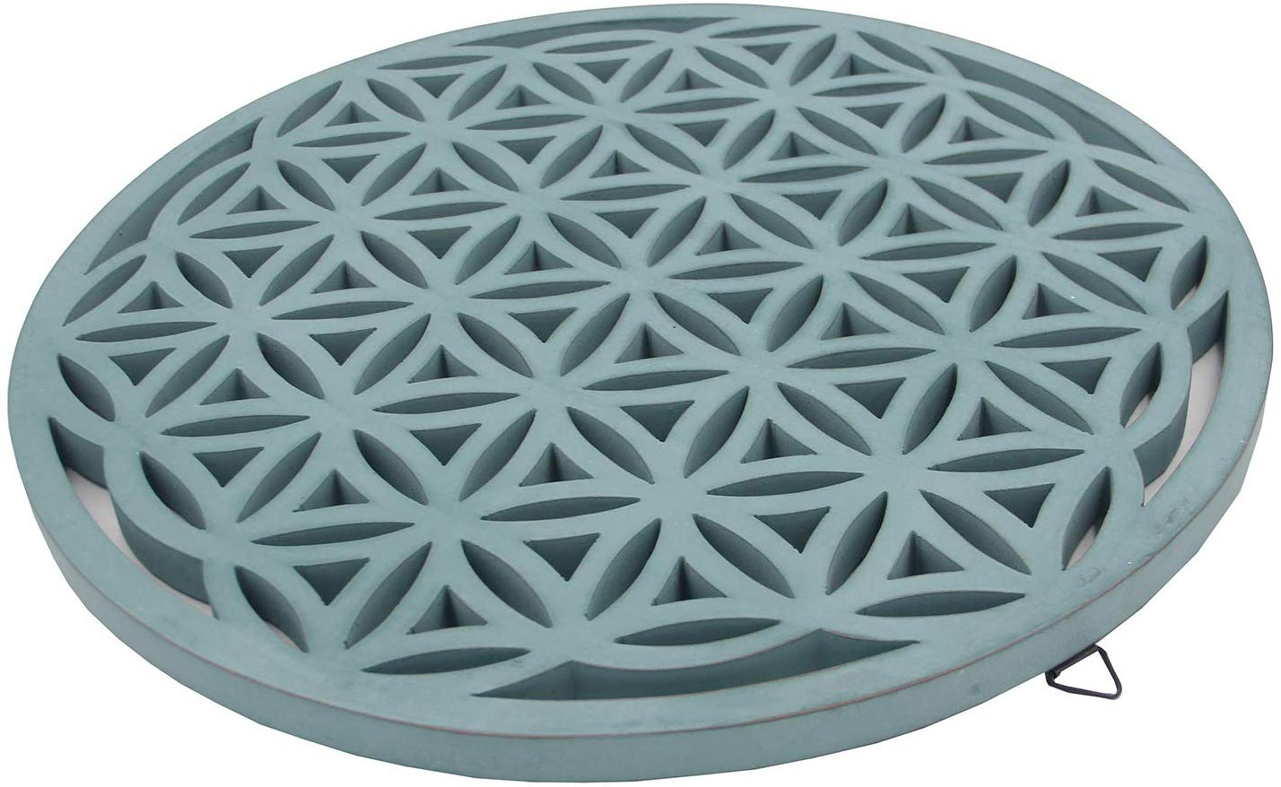 Large Flower of Life Sacred Geometry Positive Energy Handcrafted Wooden Wall Decor Hanging Art (Turquoise, 15.75 Inches) - DharmaObjects