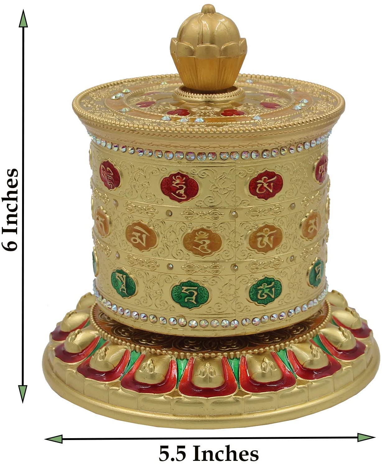 Tibetan Prayer Wheel Premium Quality Solid Brass Heavy Duty Table Top Om Mani Padme Hum