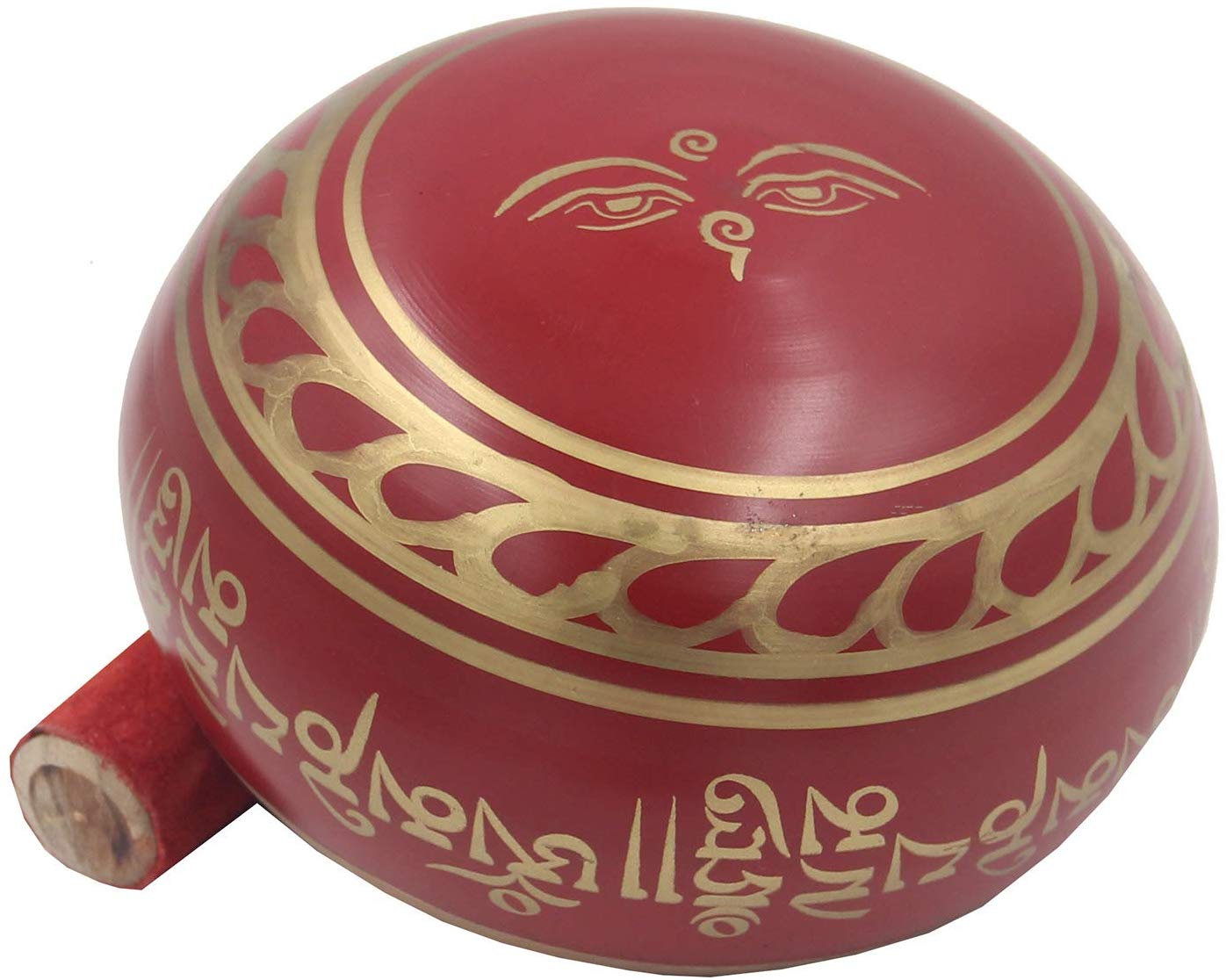 Tibetan Meditation Om Mani Padme Hum Peace Singing Bowl Complete Set (X-Large, Red) - DharmaObjects