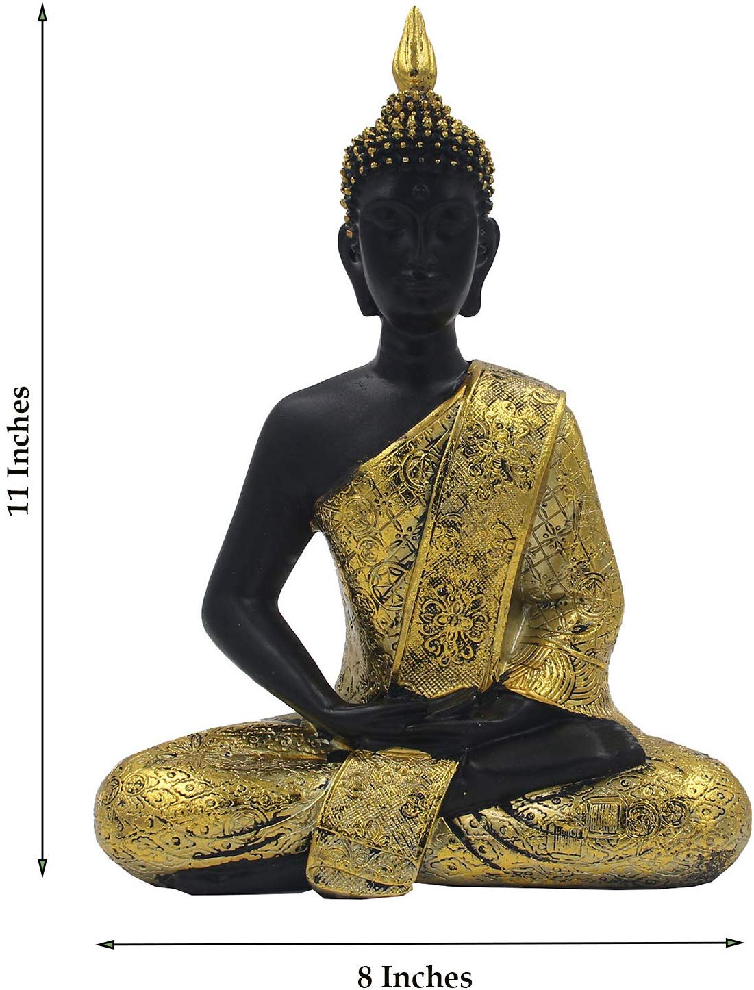 Golden Buddha Meditating Peace Harmony Statue 11” Tall - DharmaObjects