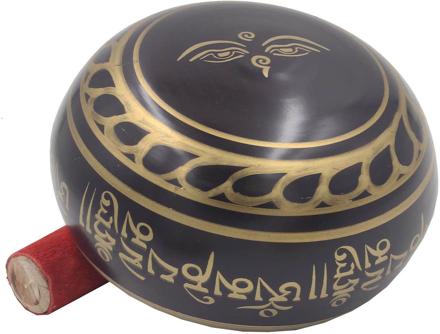 Tibetan Extra Large Heavy Meditation Singing Bowl With Mallet and Silk Cushion (Purple Om mani) - DharmaObjects