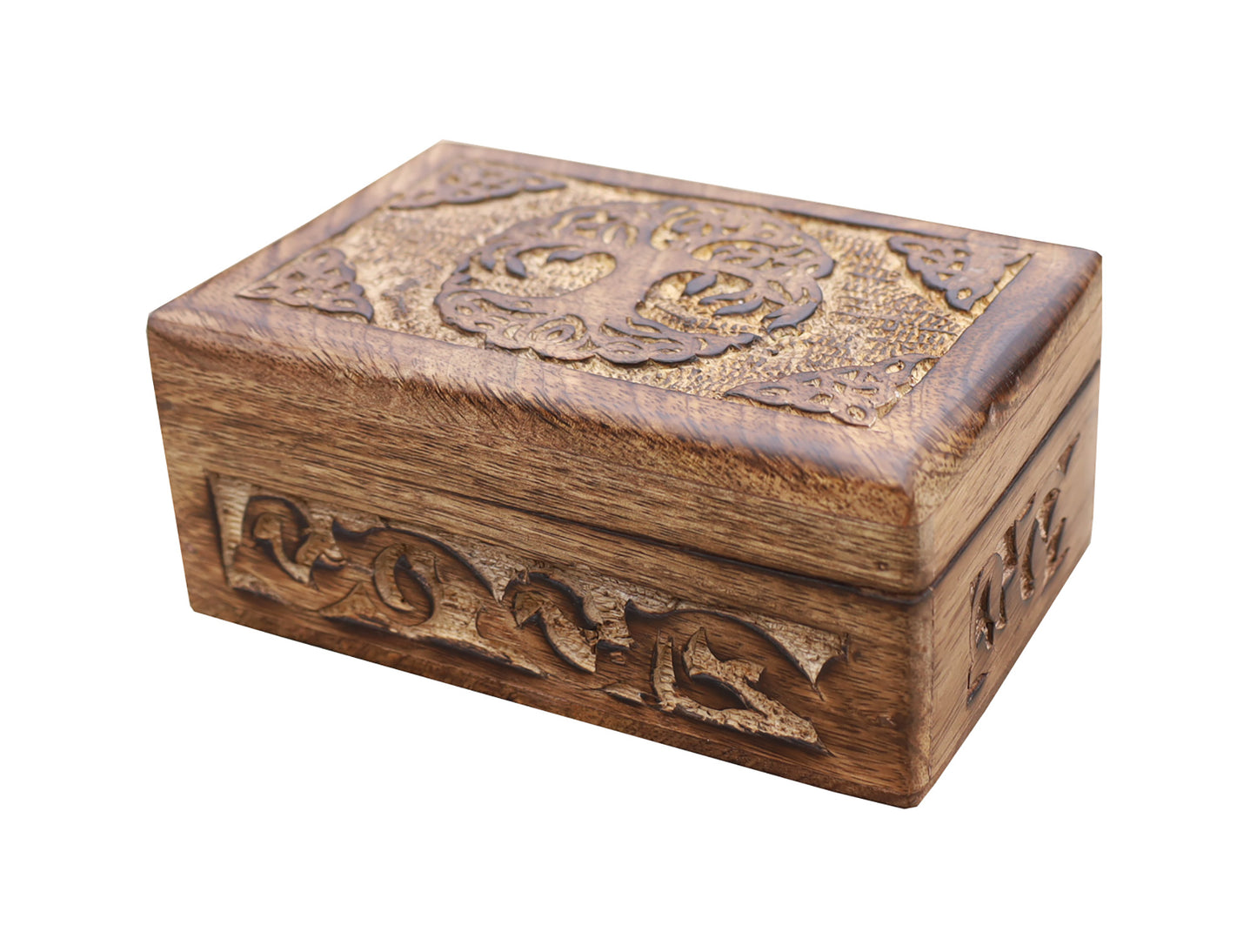 Celtic Tree Of Life Hand Carved Jewelry Storage Keepsake Wooden Box