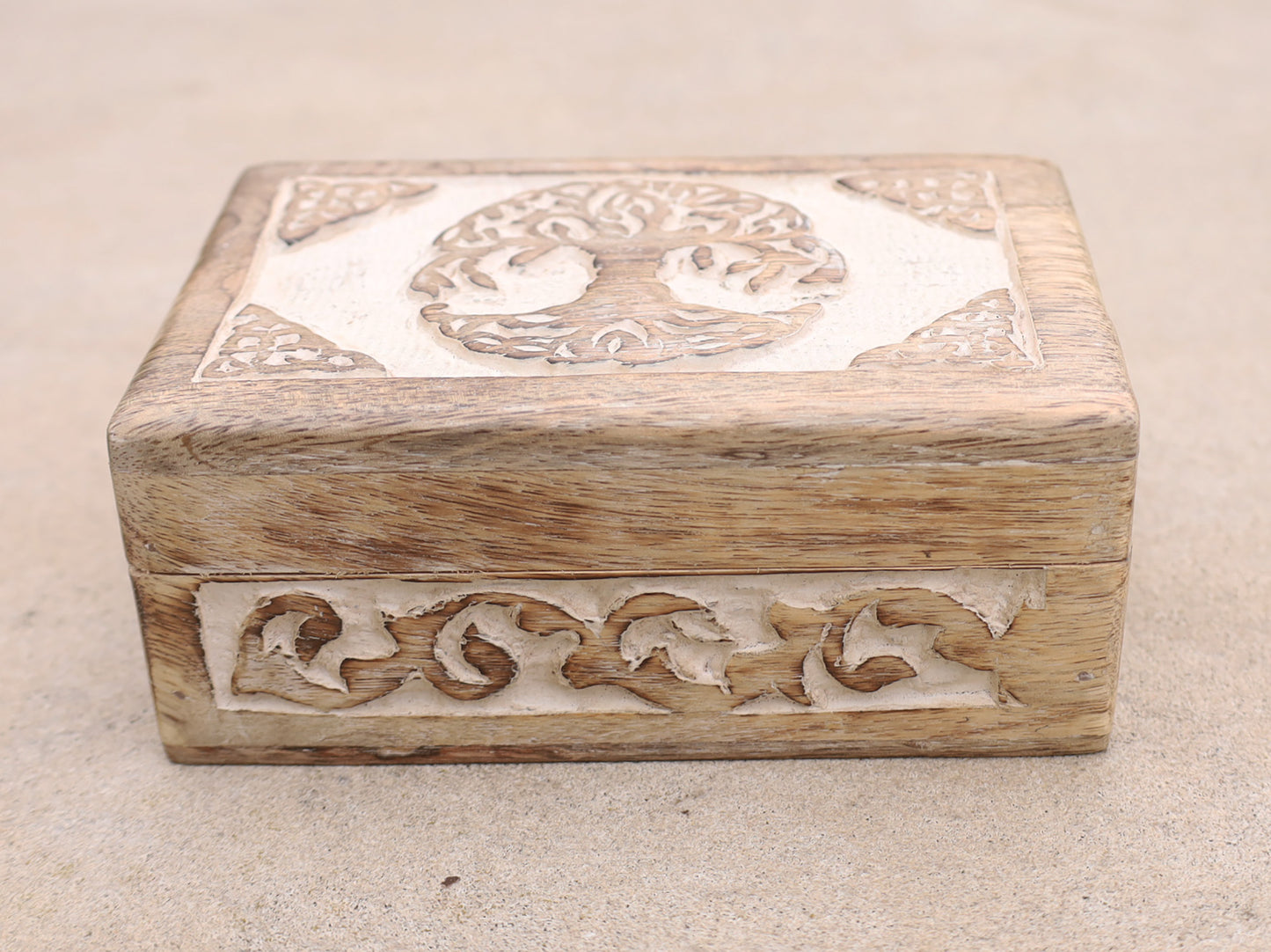 Celtic Tree Of Life Hand Carved Jewelry Storage Keepsake Wooden Box