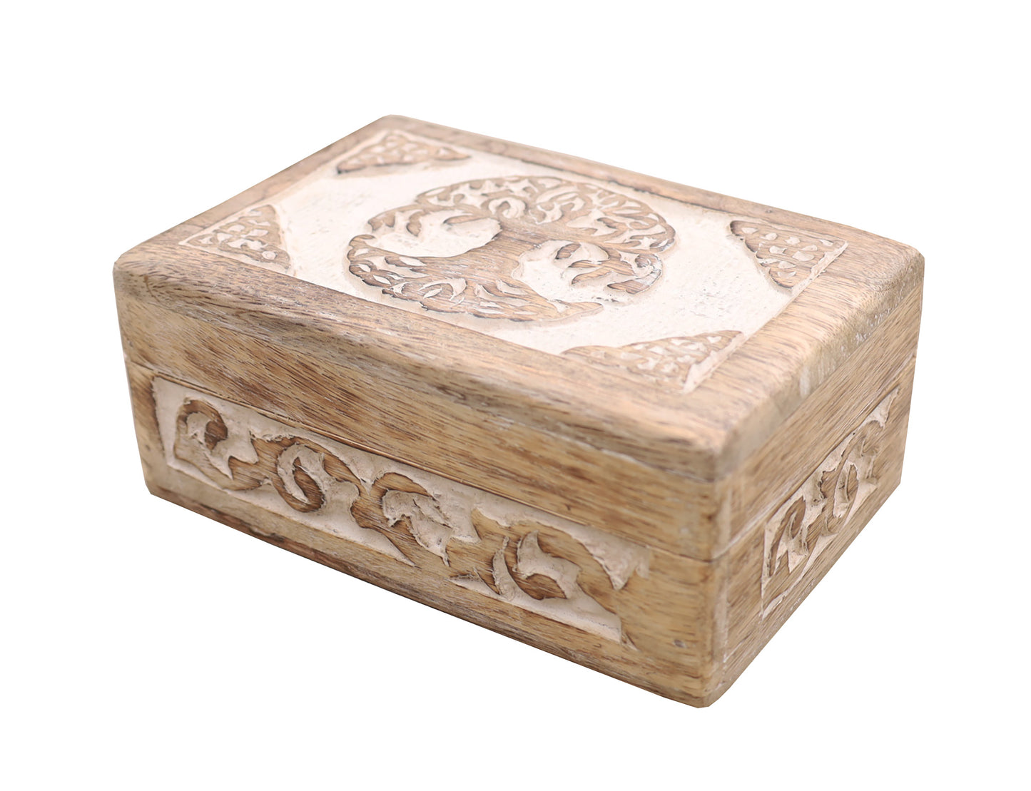 Celtic Tree Of Life Hand Carved Jewelry Storage Keepsake Wooden Box