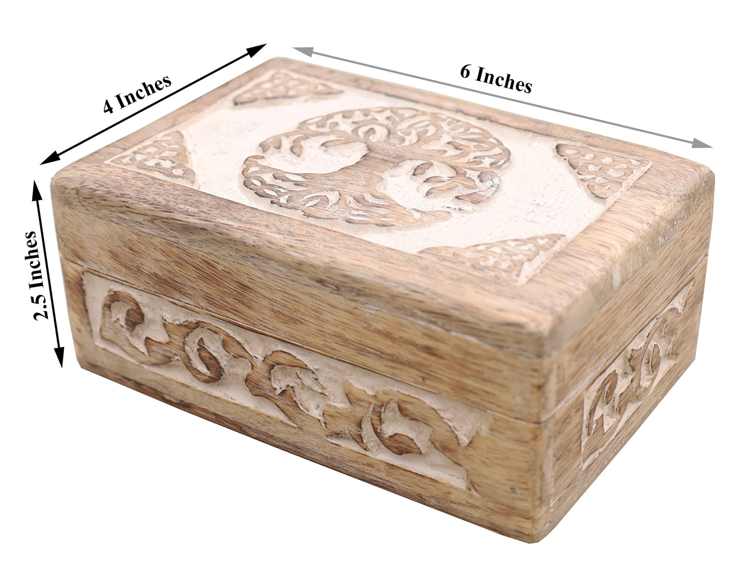 Celtic Tree Of Life Hand Carved Jewelry Storage Keepsake Wooden Box