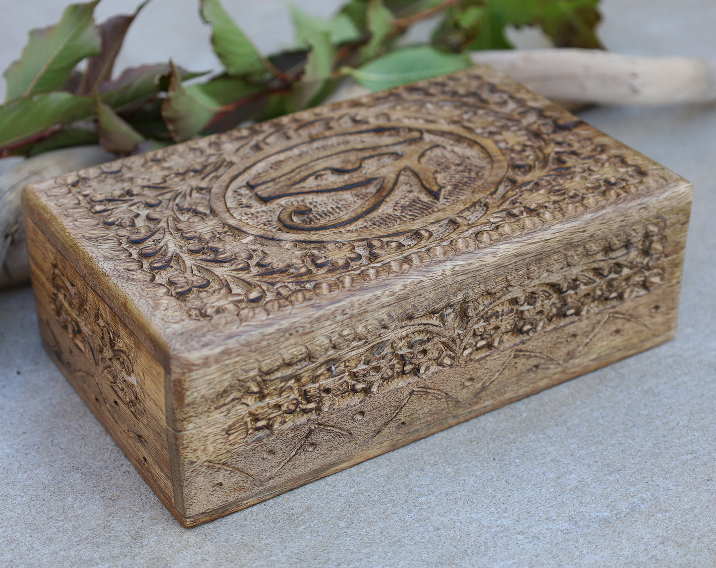 Egyptian Eye of Horus Hand Carved Jewelry Trinket Keepsake Wooden Storage Box