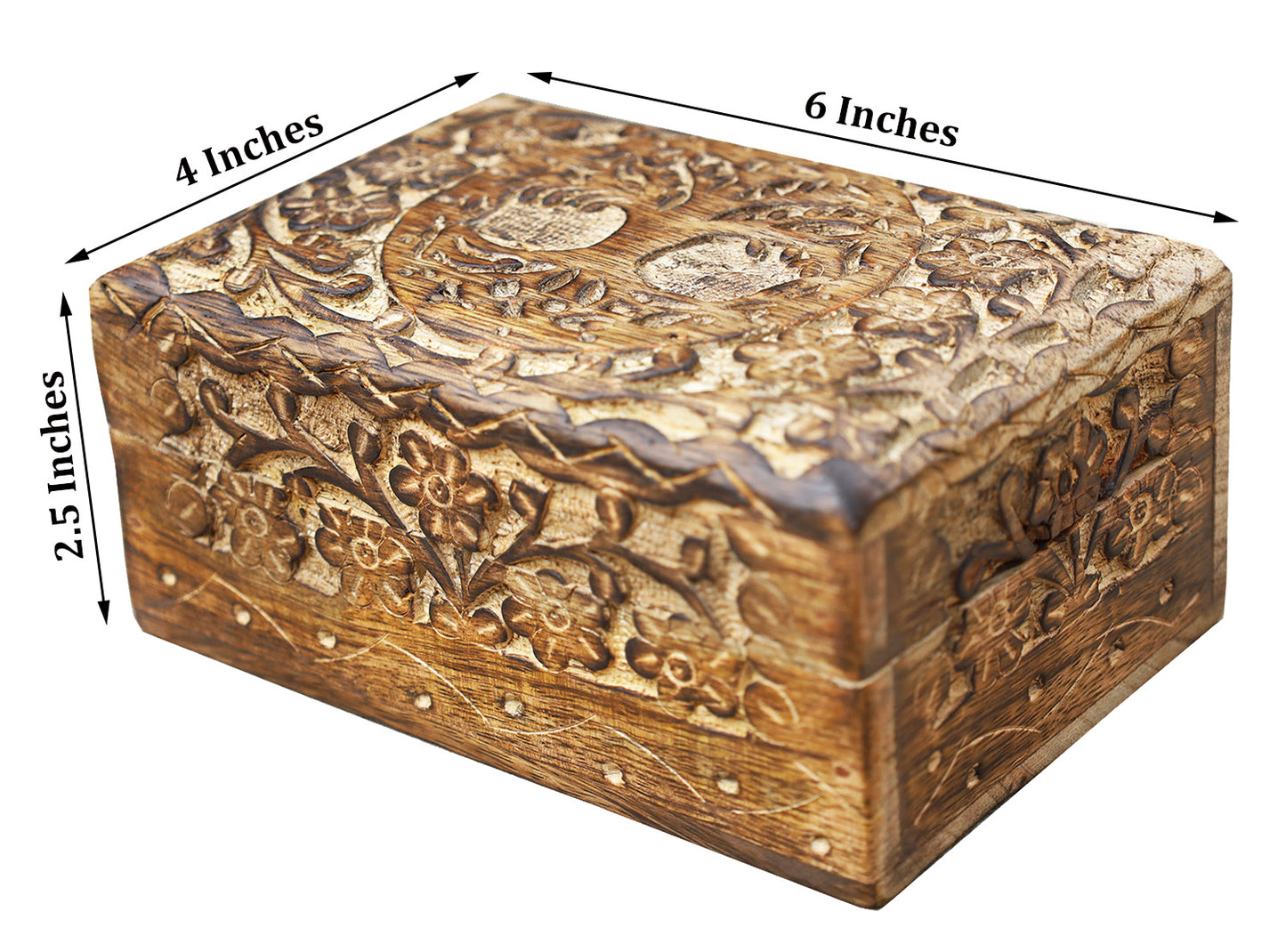 Tree Of Life Hand Carved Jewelry Storage Keepsake Wooden Box