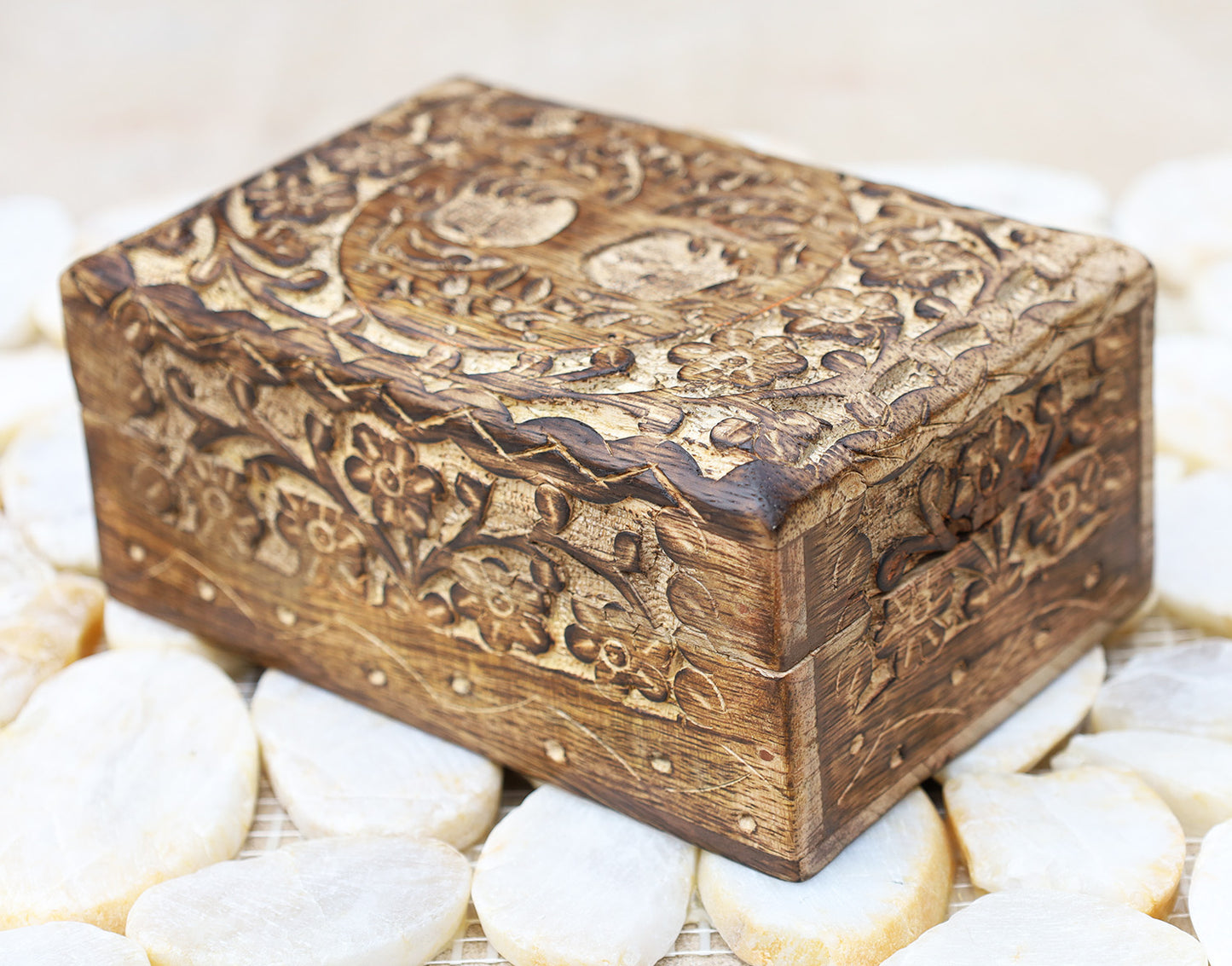 Tree Of Life Hand Carved Jewelry Storage Keepsake Wooden Box