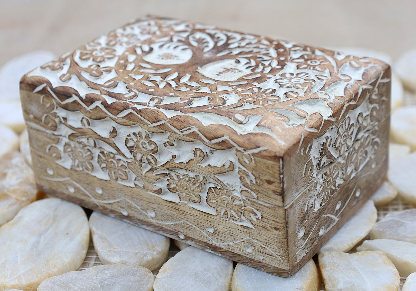 Tree Of Life Hand Carved Jewelry Storage Keepsake Wooden Box