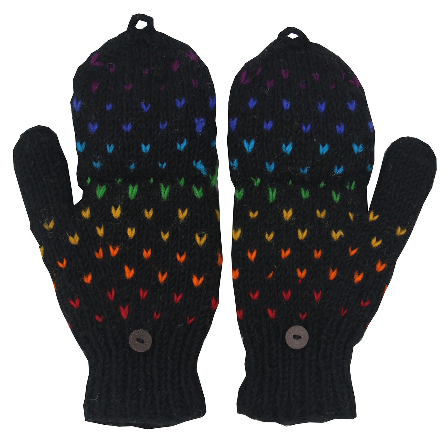 Hand Knit 100% Wool Convertible Finger less Mittens Glove Nepal - DharmaObjects