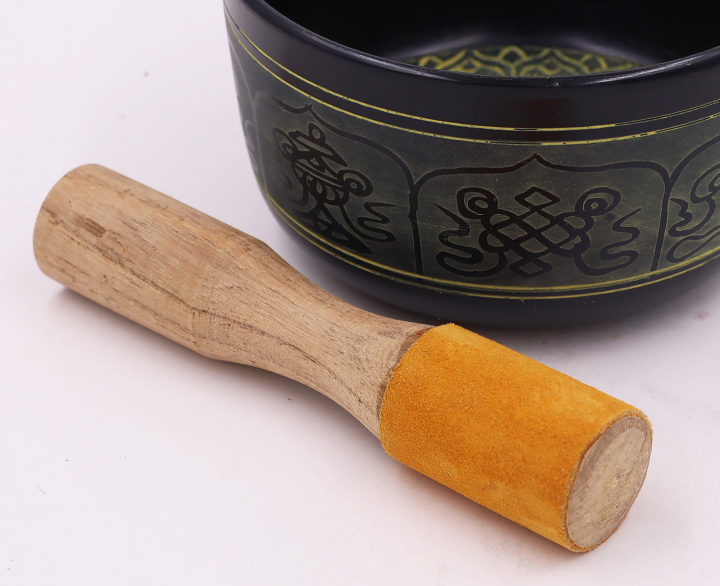 Tibetan Hard Wood Easy Play Singing Bowl Leather-Wrapped Striker, Mallet