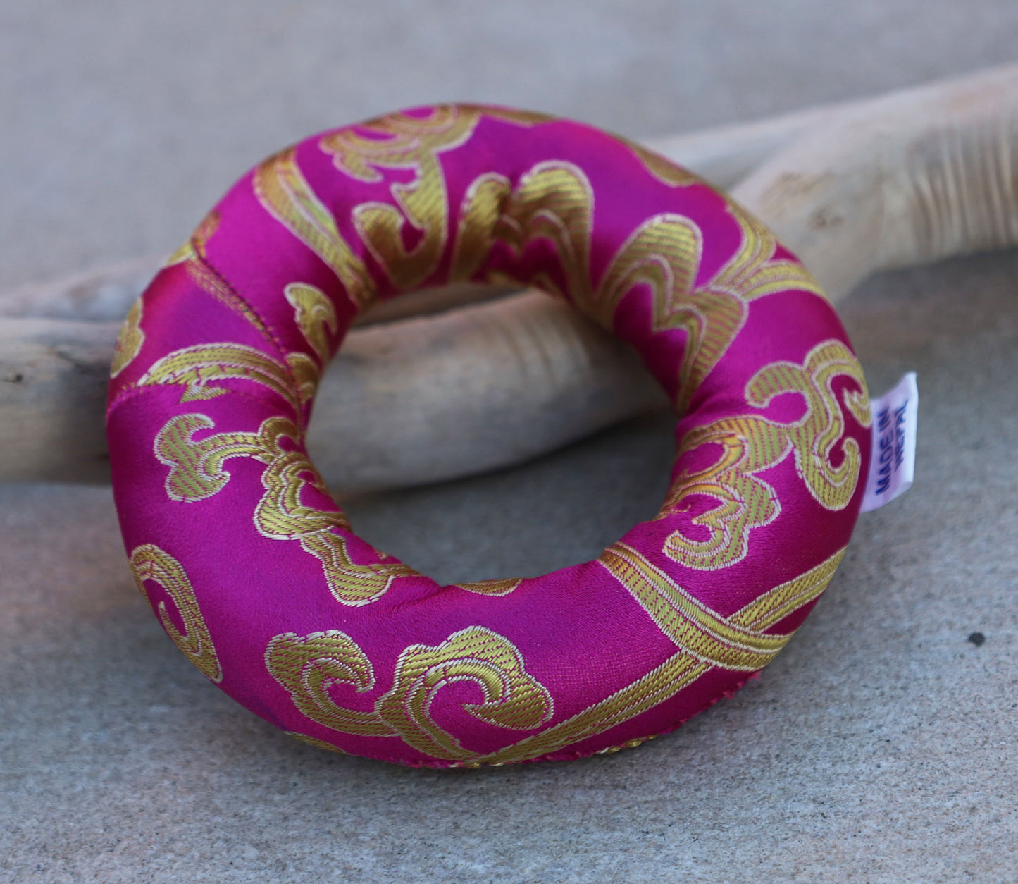 Silk Brocade Ring Cushion Pillow for Tibetan Singing Bowl Hand Made Nepal (Pink)