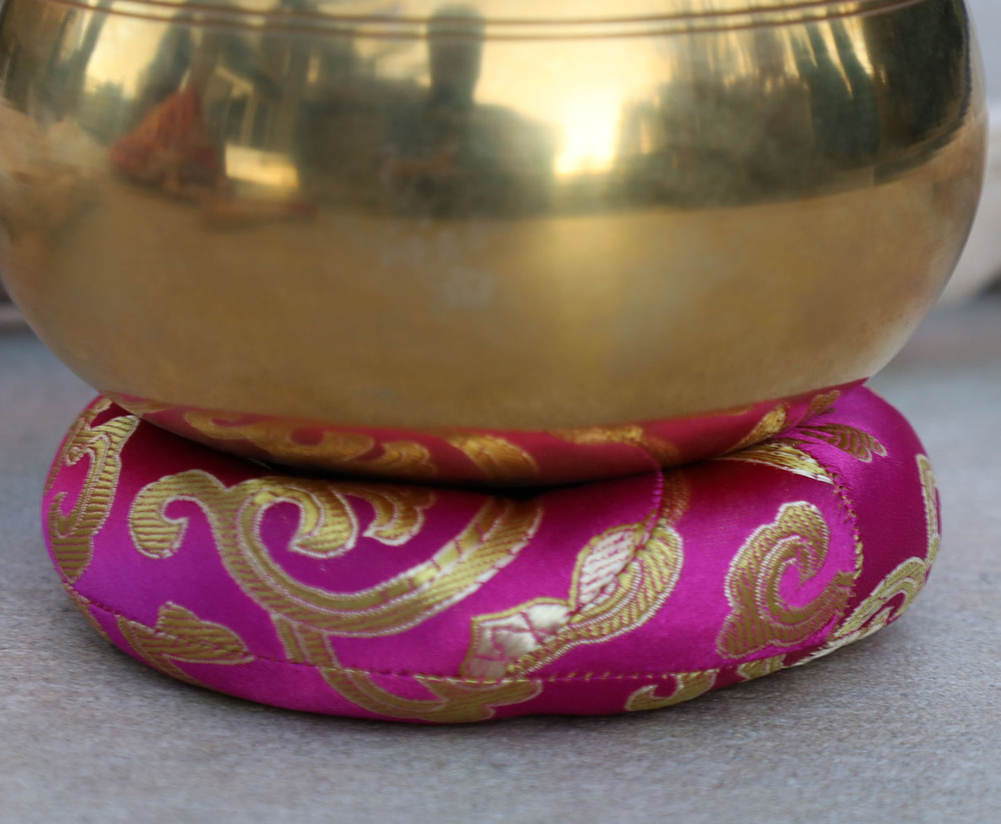 Silk Brocade Ring Cushion Pillow for Tibetan Singing Bowl Hand Made Nepal (Pink)