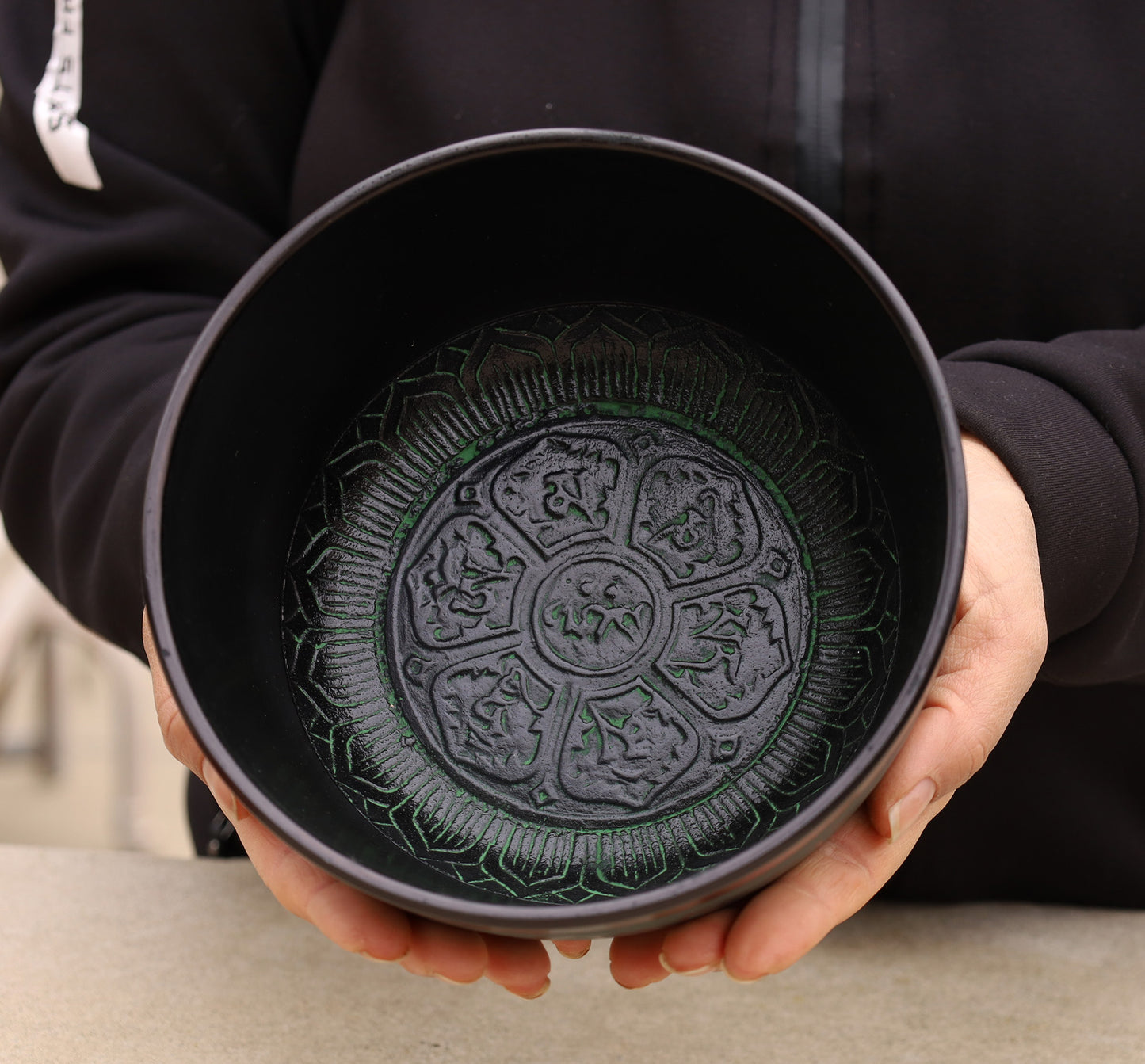 Tibetan Singing Bowl Complete Set Buddhist Om Mani Mantra With Mallet and Cushion ~ For Meditation, Chakra Healing, Prayer, Yoga