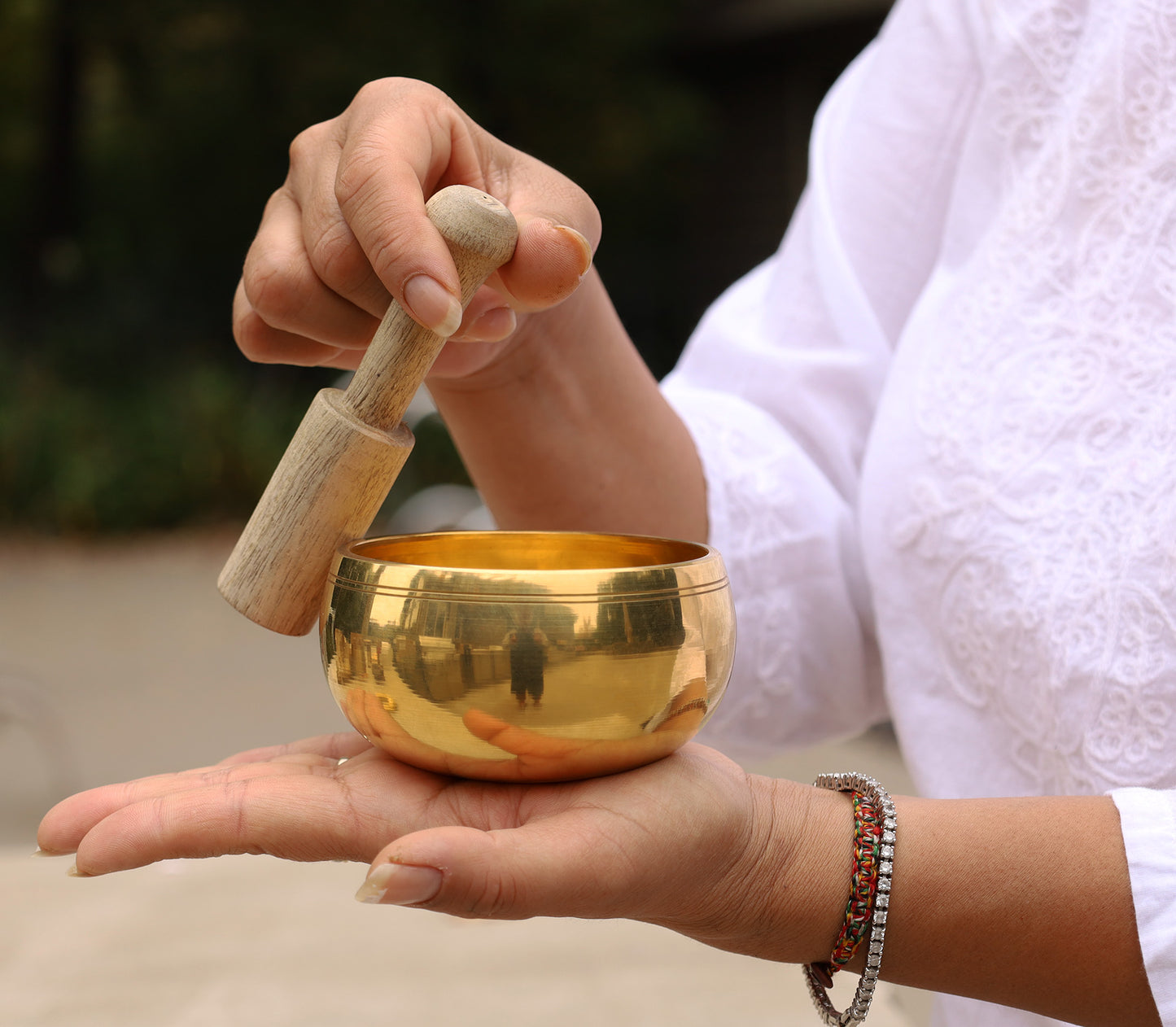 Tibetan Ring Gong Singing Bowl Complete Set ~ With Mallet and Donut Cushion~ For Meditation, Chakra Healing, Prayer, Yoga