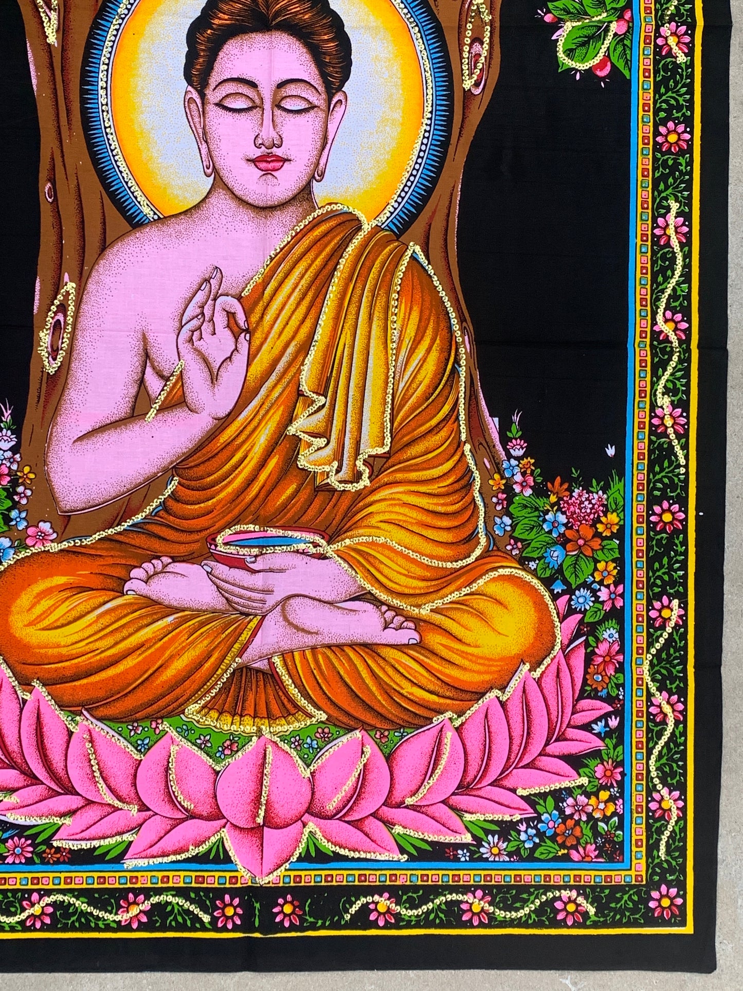 Lord Buddha Tapestry Wall Decor Hanging 30" X 43"