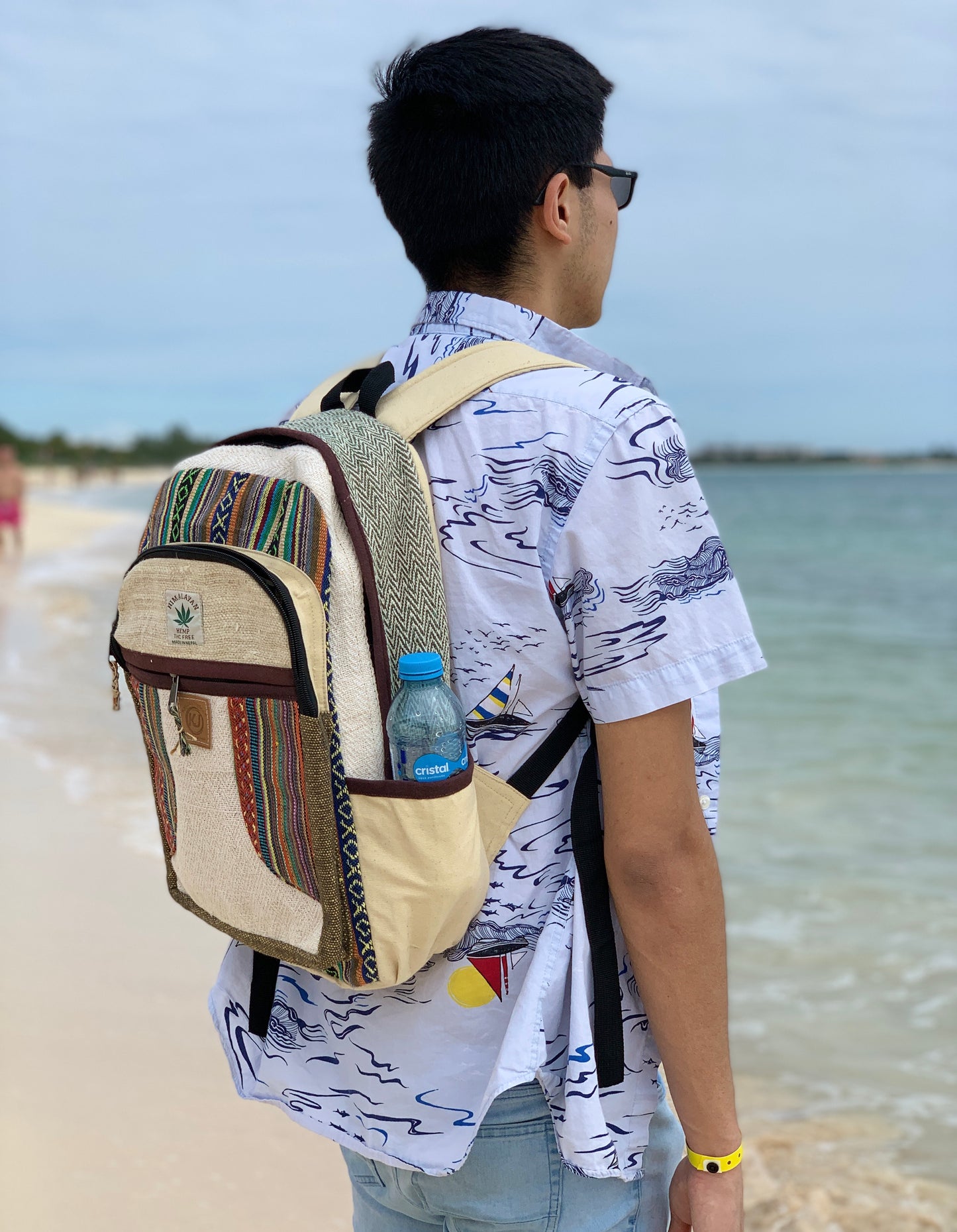 Natural Handmade Large Multi Pocket Hemp Nepal Backpack - DharmaObjects