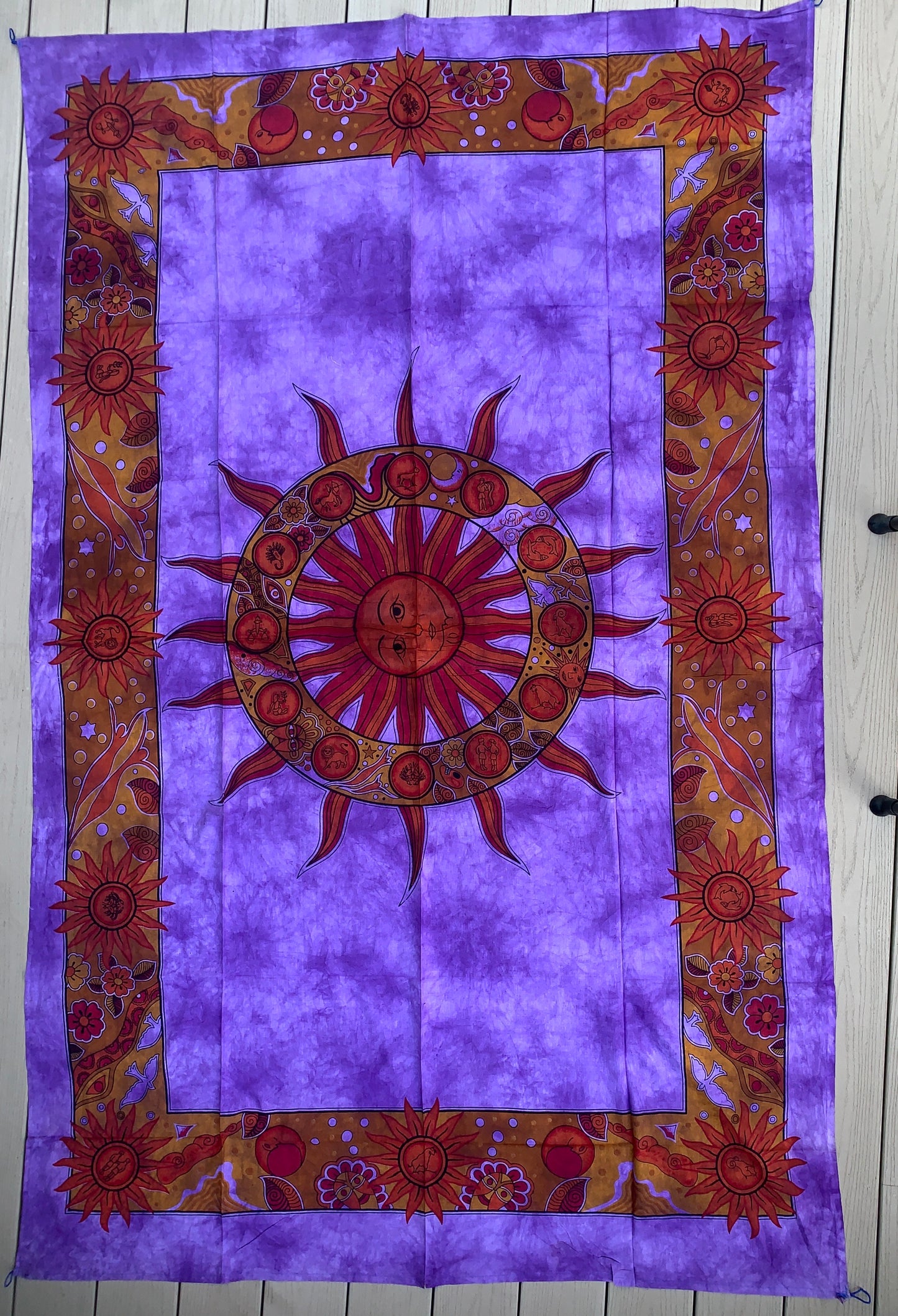 Sun Zodiac Tapestry Wall Decor Hanging 80”X50”