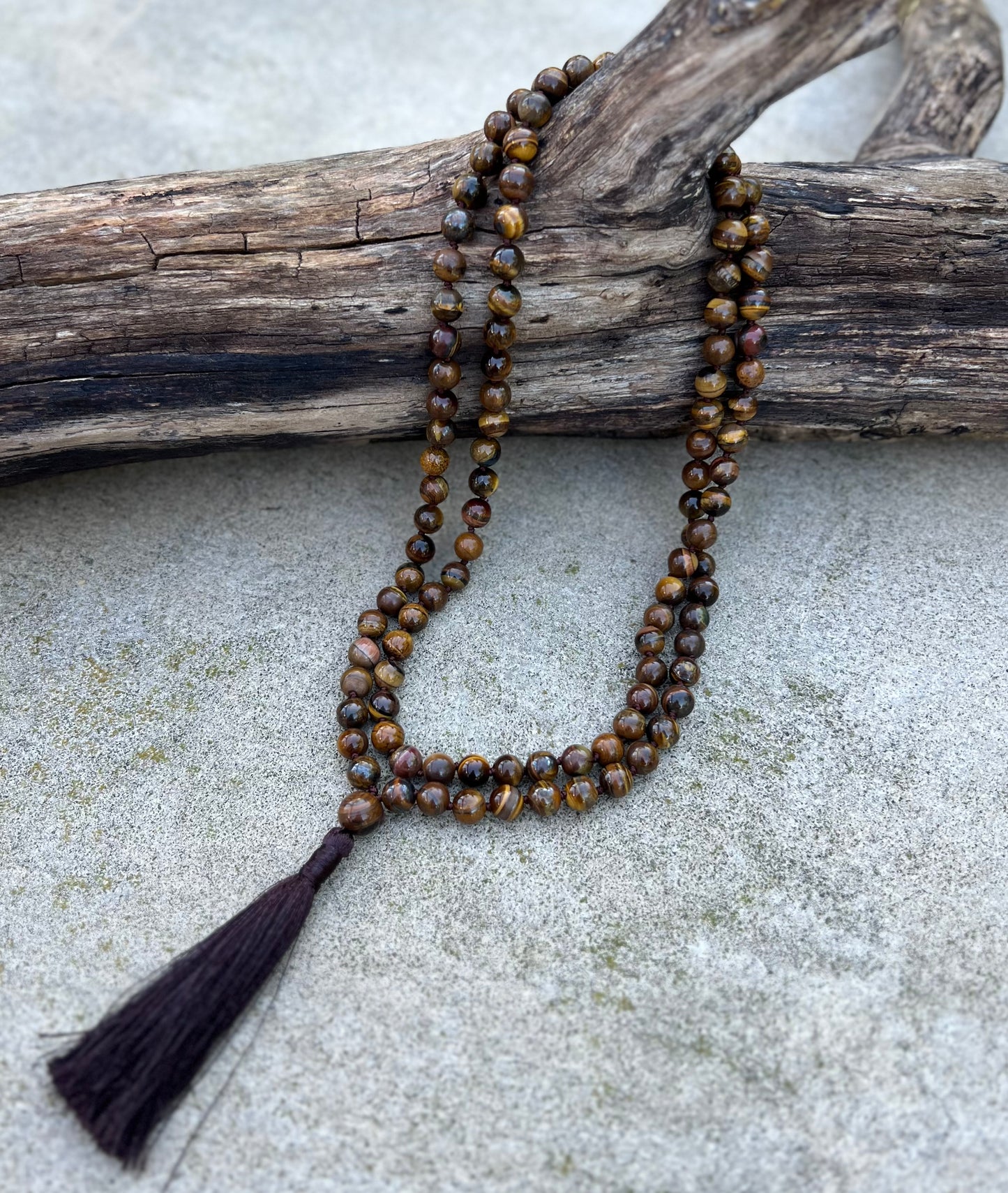 Natural Tiger Eyes Hand Knotted Mala, Rosary 108 Beads, Japa Mala, Meditation Mala, Mala Necklace, Free Silk Pouch