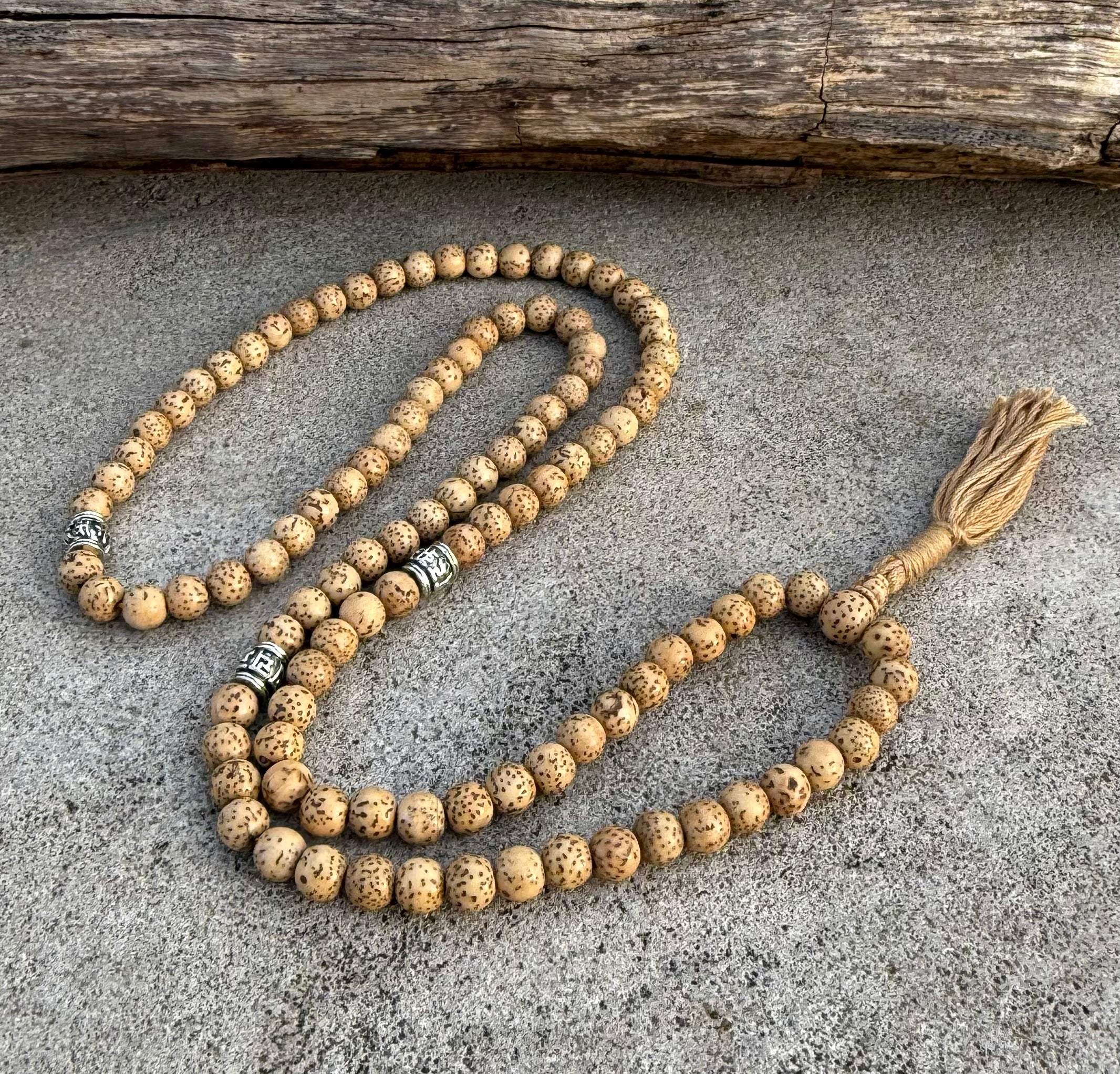 Natural Lotus Seed 108 Beads Prayer Mala - DharmaObjects