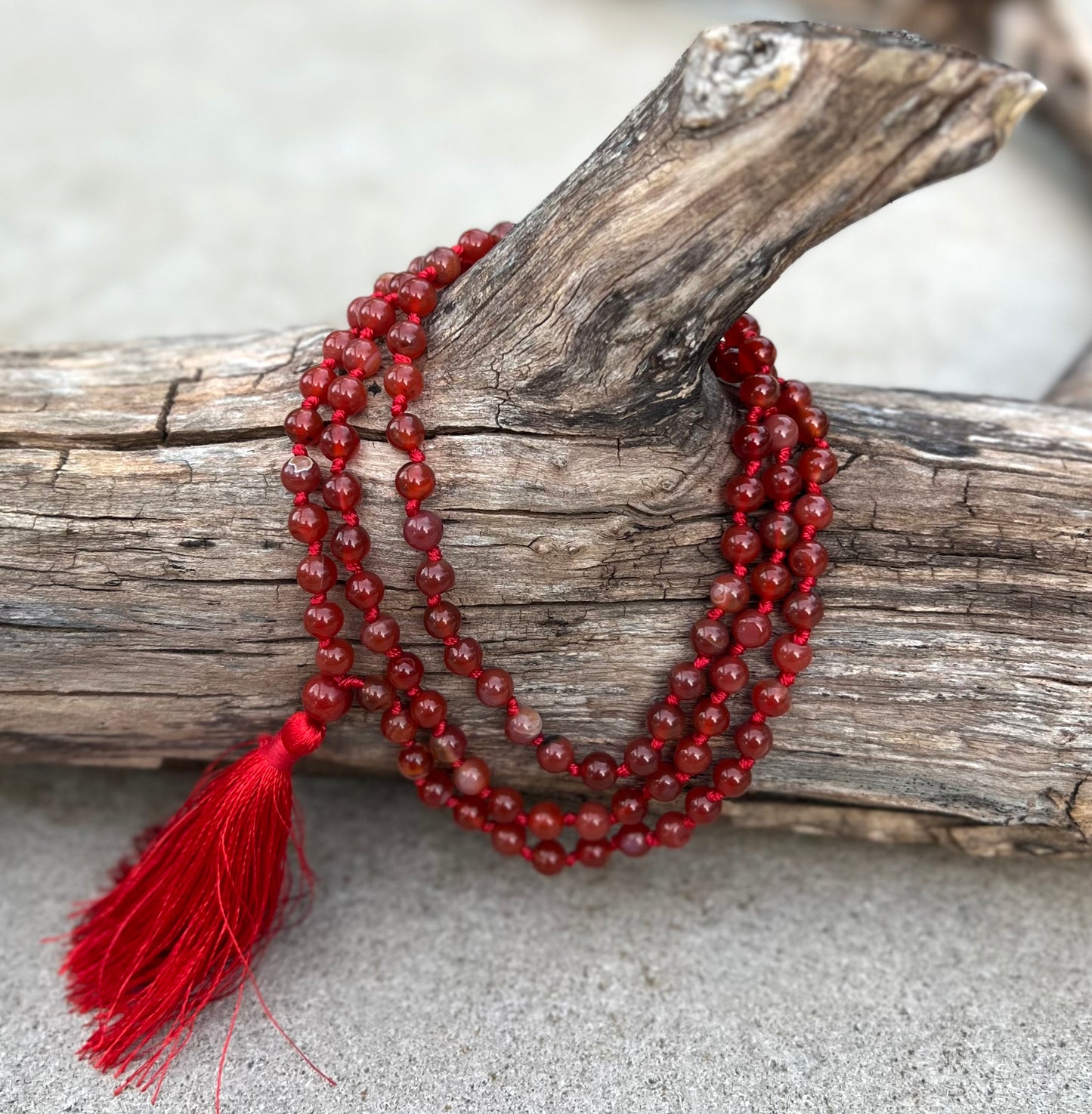 Natural Carnelian Hand Knotted Mala, Rosary 108 Beads, Japa Mala, Meditation Mala, Mala Necklace, Free Silk Pouch