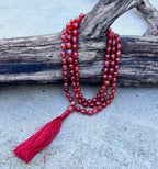 Carnelian Mala 108 Beads – Hand Knotted Gemstone Meditation Prayer Necklace