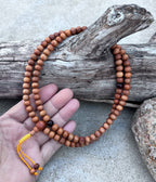 Natural Sandalwood 108 Bead Meditation Mala | Adjustable Japa Prayer Beads | Buddhist Hindu Yoga Mala | Guru Bead Necklace | Spiritual Gift - DharmaObjects