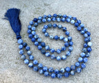 Sodalite Mala 108 Beads – Hand Knotted Gemstone Meditation Prayer Necklace