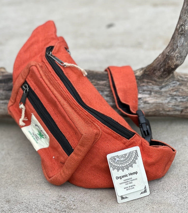 Boho Style Hemp Fanny Pack – Handmade Adjustable Waist & Crossbody Bag