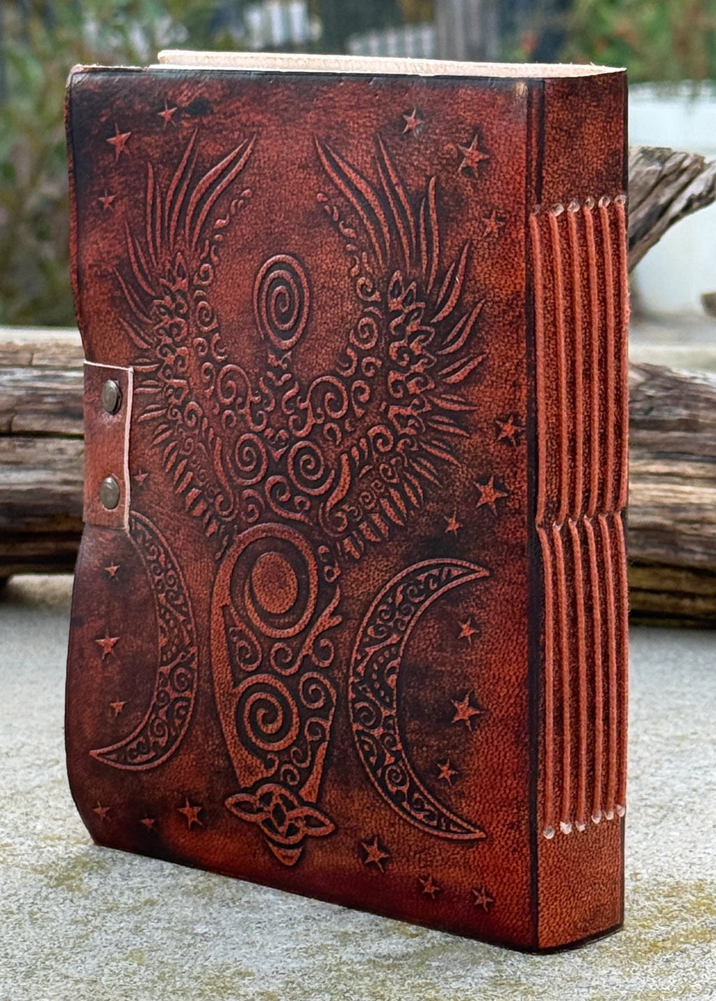 Handmade Moon Goddess Embossed Leather Journal