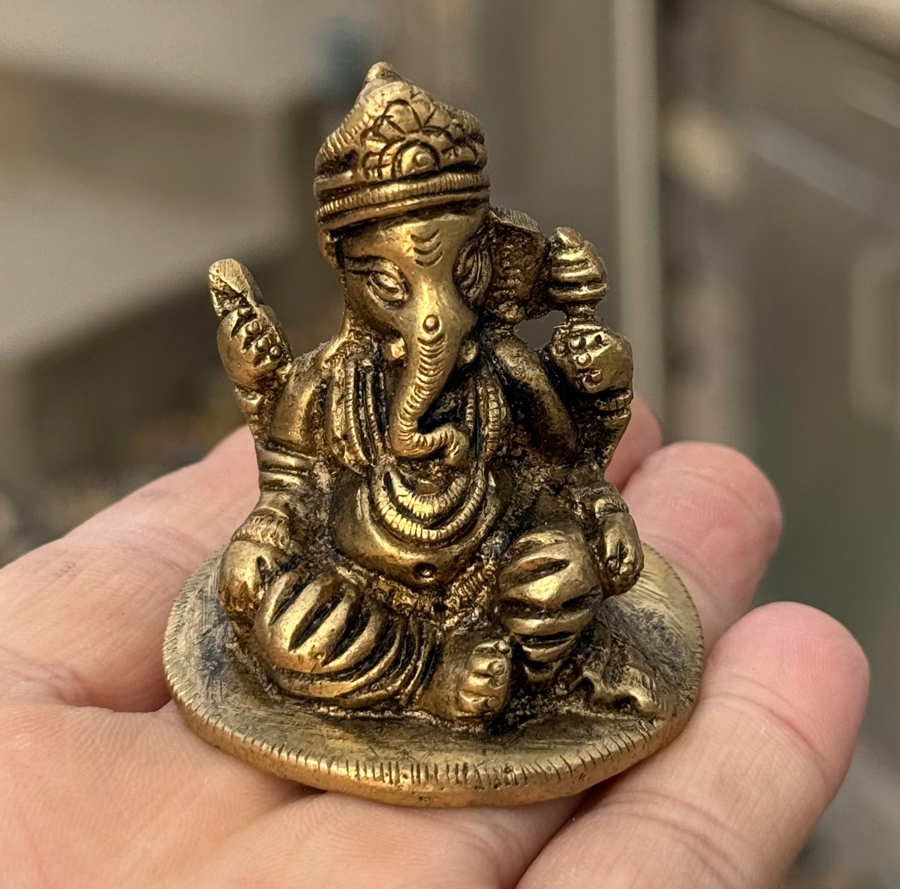 Small Ganesha Statue Solid Brass Handcrafted In India - DharmaObjects