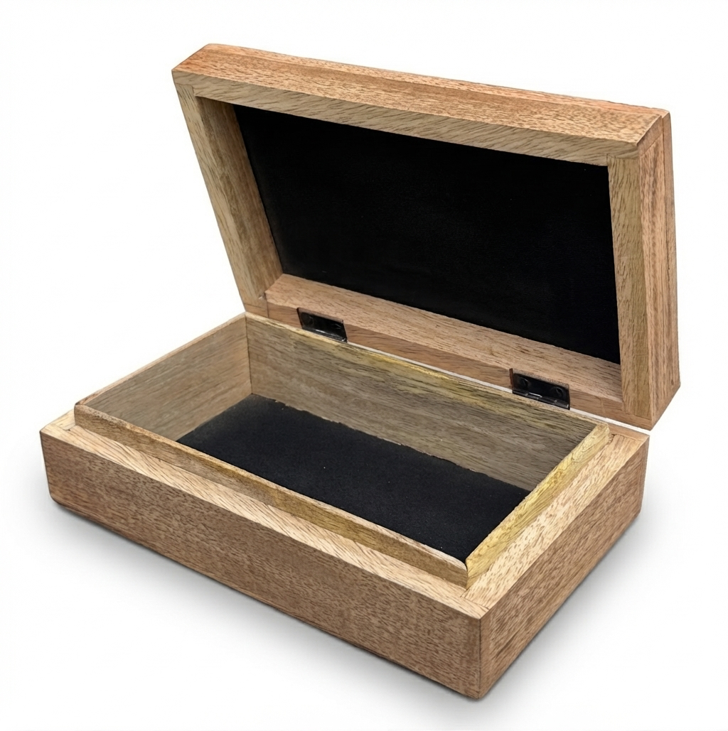 Hand-Carved Lotus Wooden Keepsake Box Jewelry Storage Box