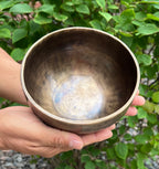Hand Hammered Tibetan Full Moon Singing Bowl 6" – Nepalese Meditation Bowl with D Note 315 Hz, Cushion & Mallet for Sacral Chakra Healing - DharmaObjects