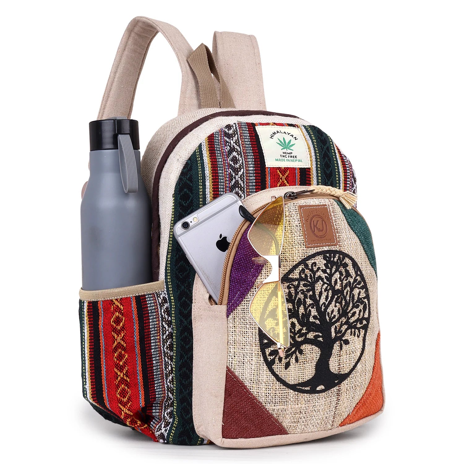 KayJayStyles Tree of Life Handmade Hemp Backpack from Nepal – Mini, Daypack & Large Sizes - DharmaObjects
