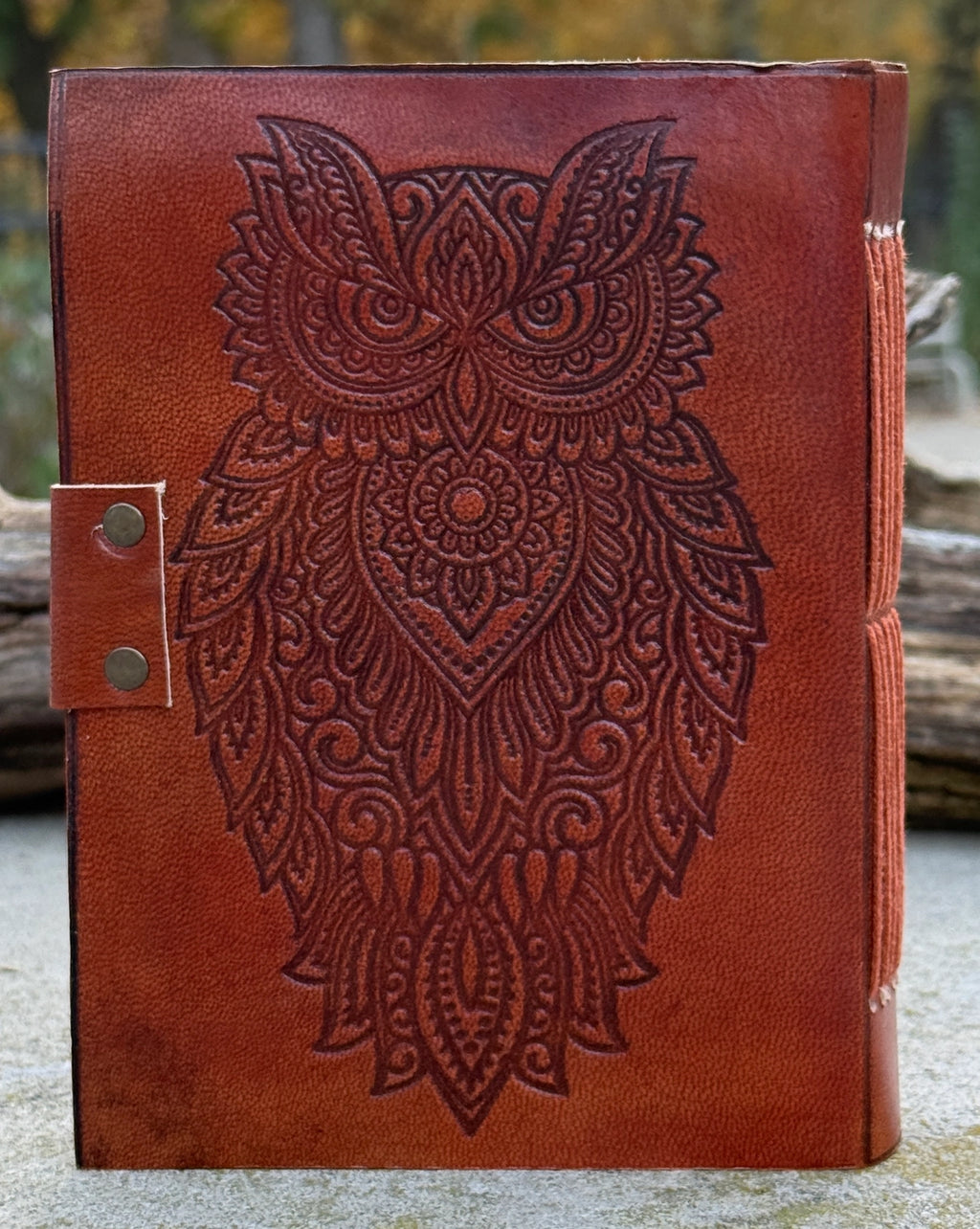 Handmade Owl Embossed Leather Journal