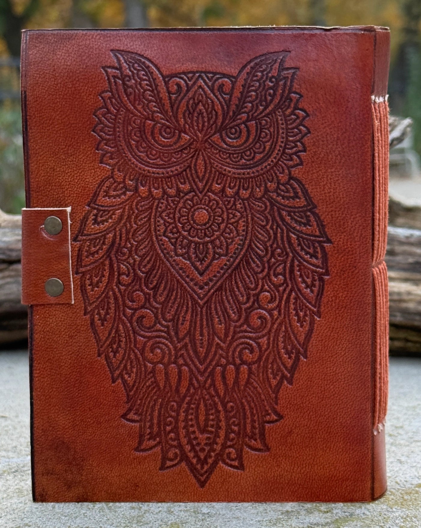 Handmade Owl Embossed Leather Journal